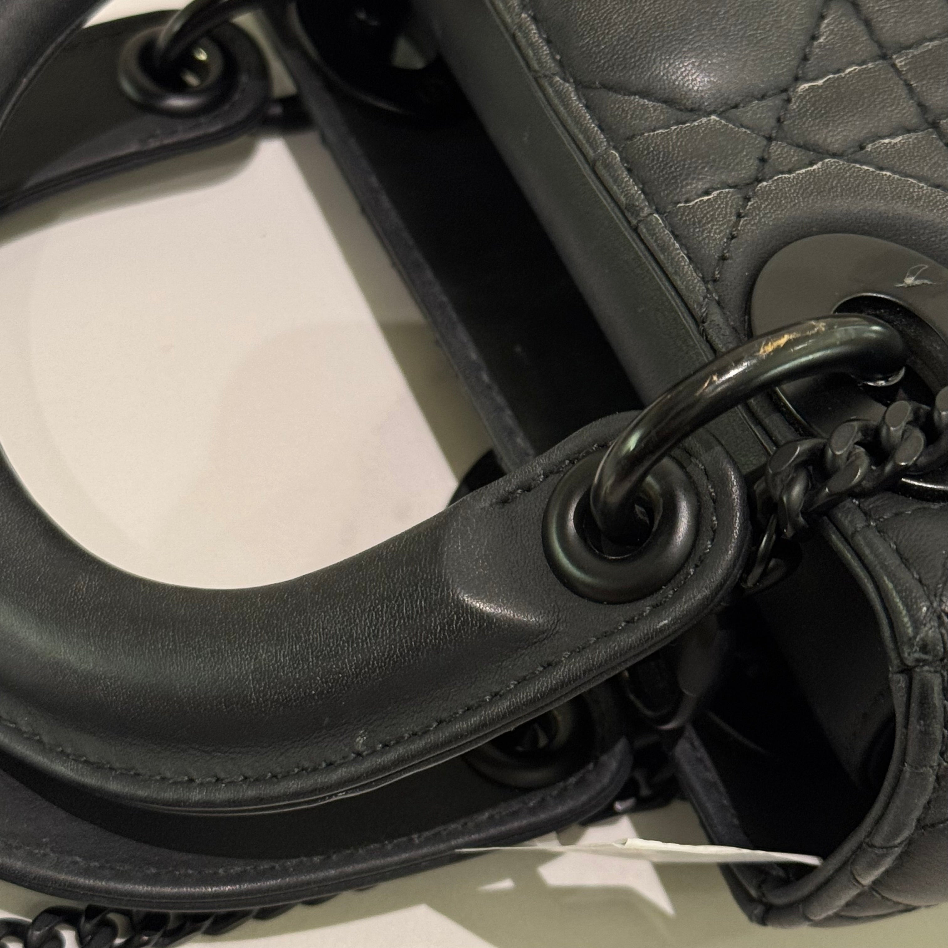 DIOR LADY SOBLACK MATTE BLACK 3-GUSSET BAG