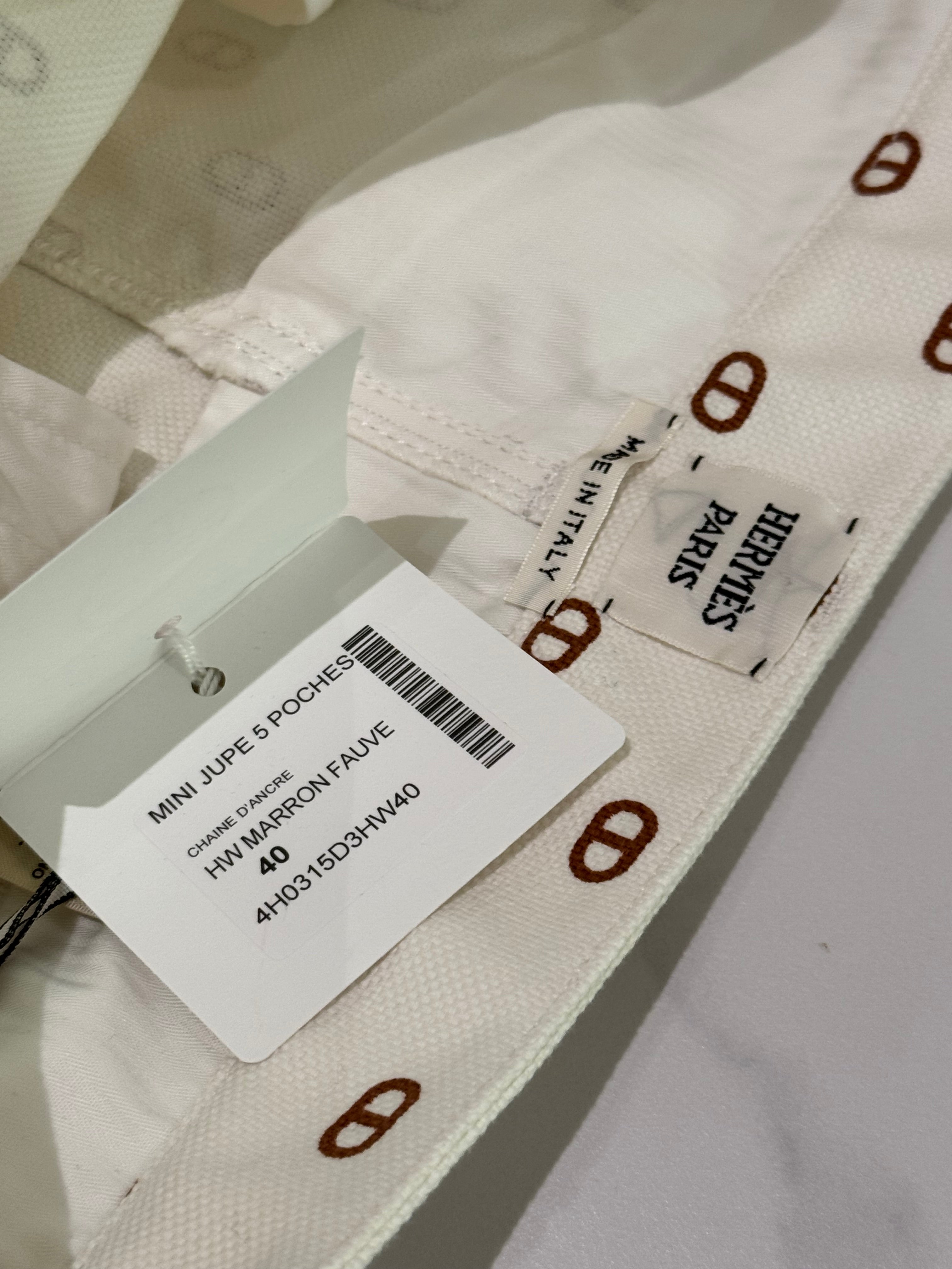 HERMÈS WHITE DENIM A-LINE SKIRT