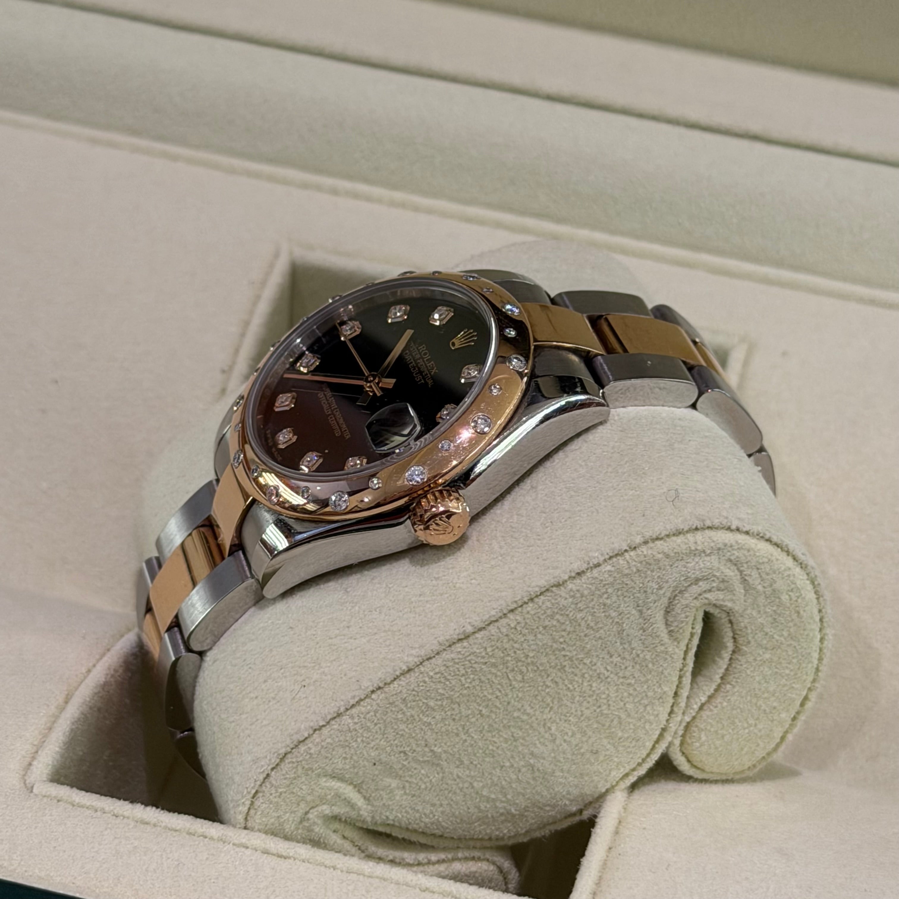 ROLEX DATEJUST 178341 STEEL AND ROSE GOLD WITH FACTORY DIAMOND BLACK DIAL