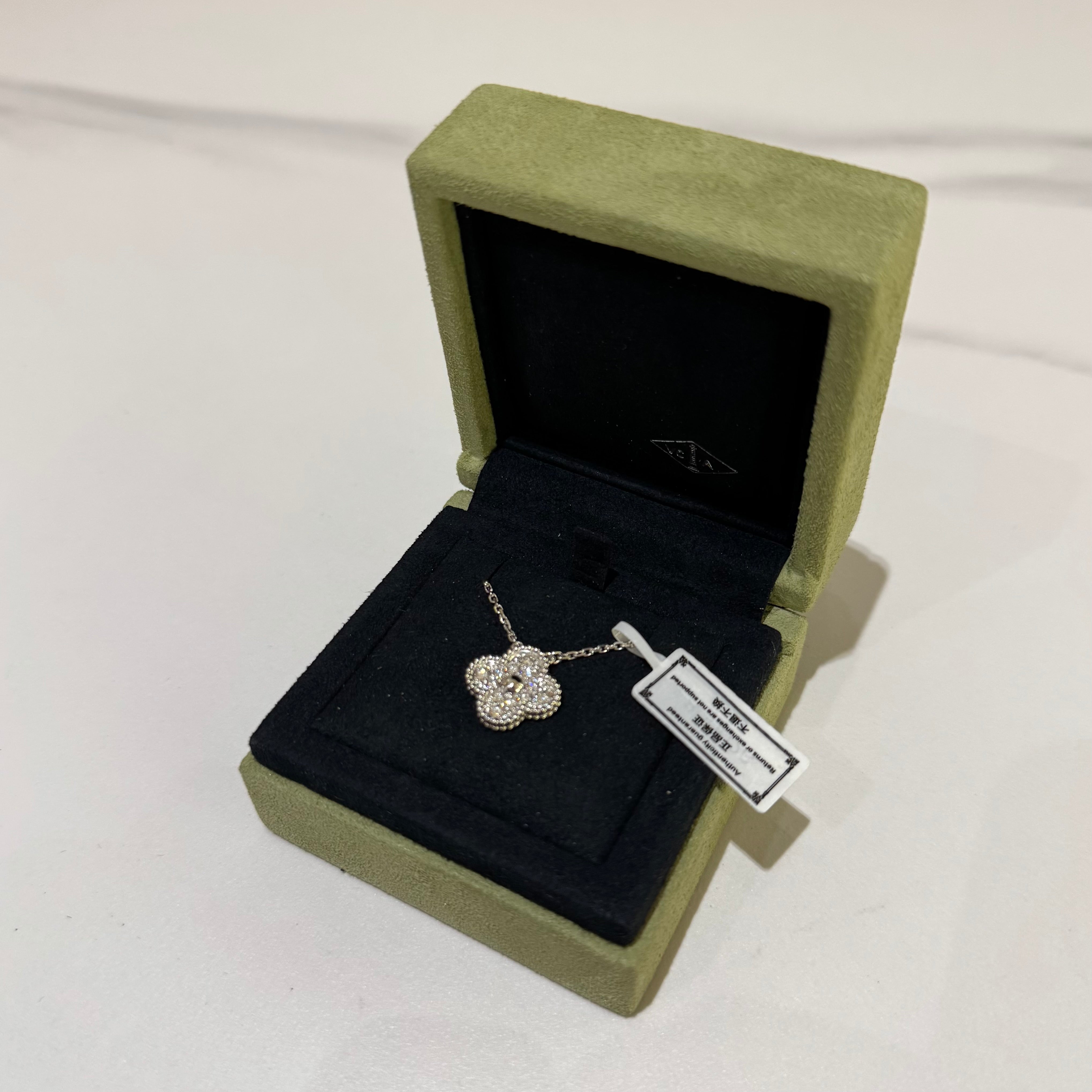 Van Cleef & Arpels Vintage Alhambra Pendant Necklace – 18K White Gold, Diamond