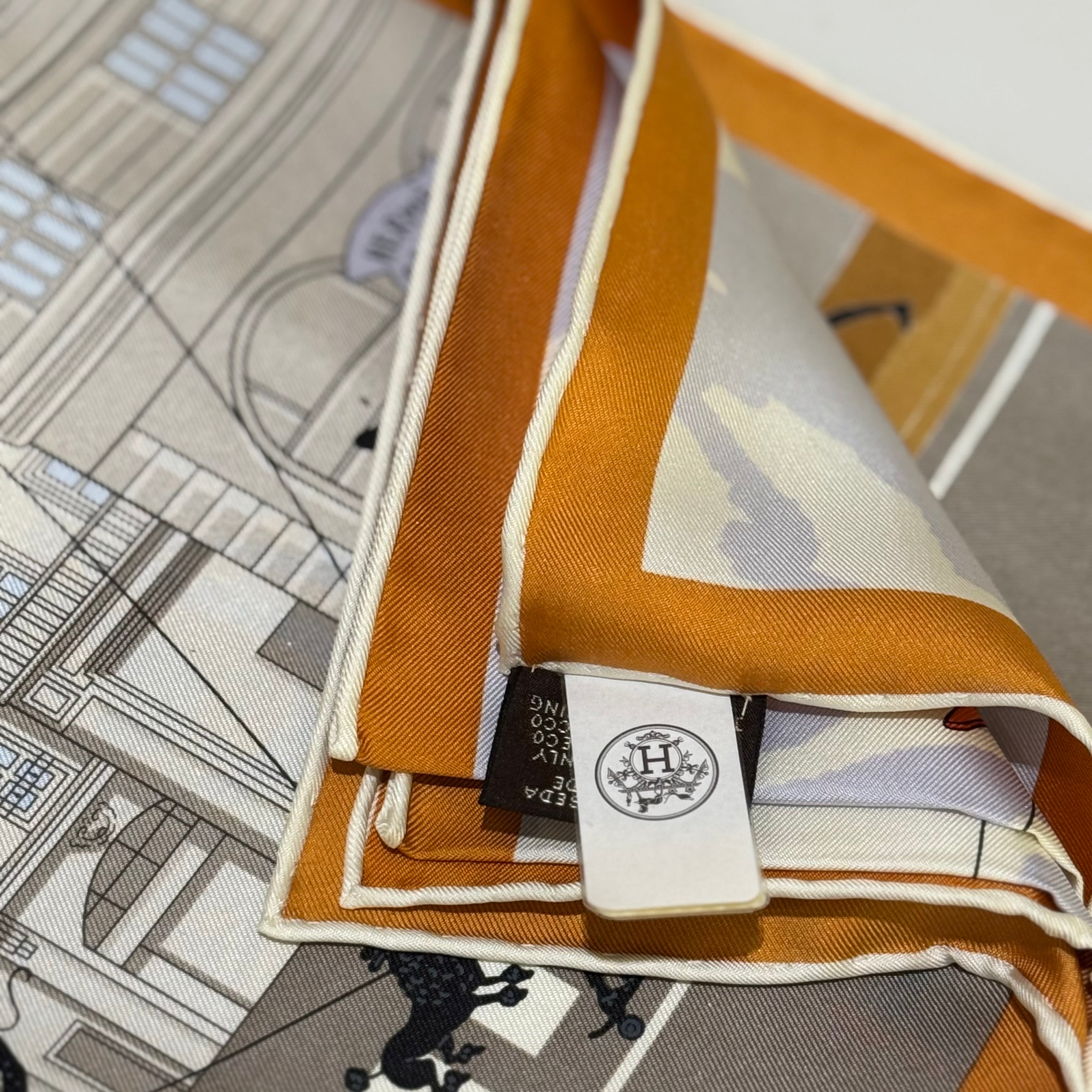 HERMES CARRE TWILL CREME SILK SCARF
