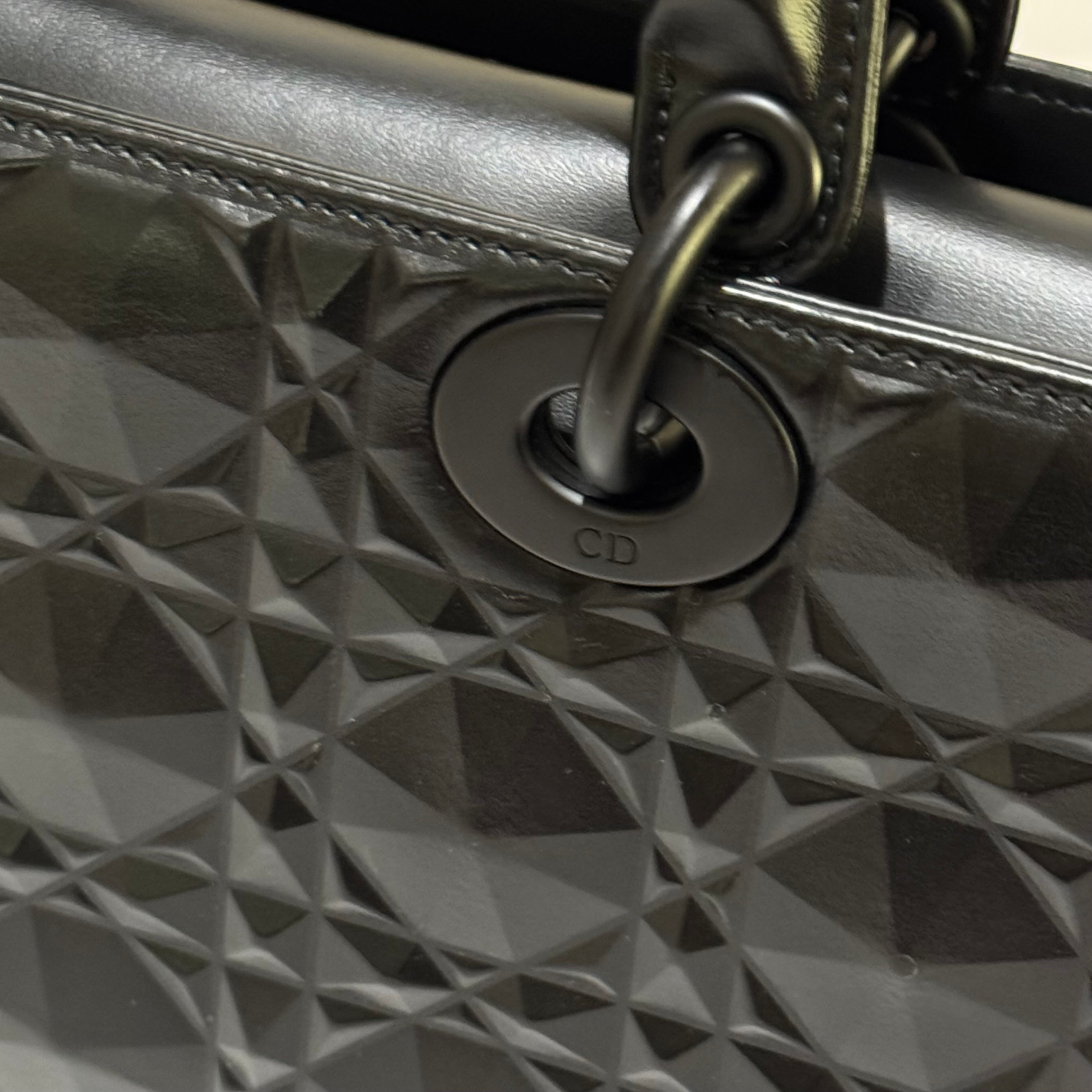 DIOR LADY D-JOY BAG MEDIUM BLACK CANNAGE LAMBSKIN