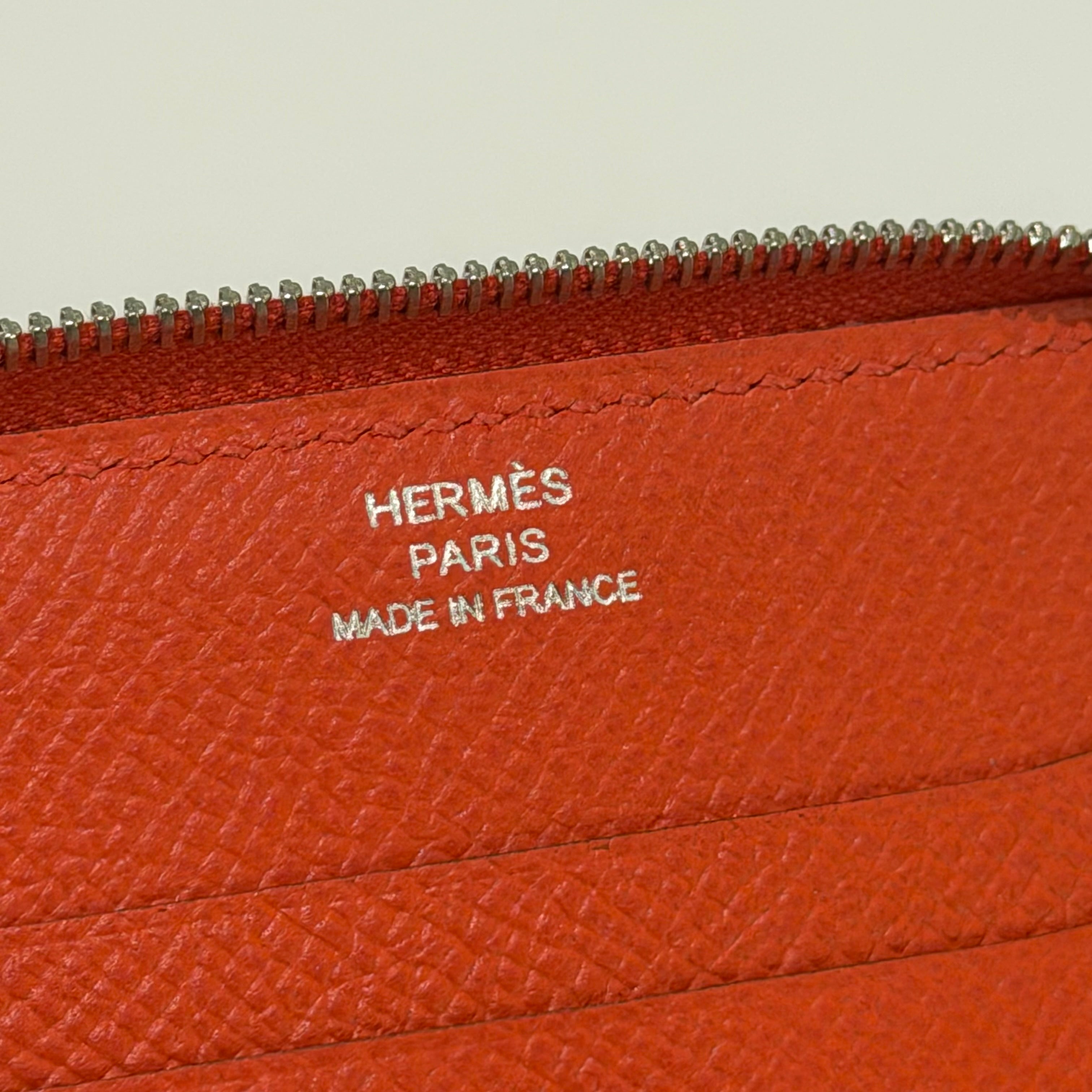 Hermes Orange Printed Silk Coin Purse (Stamp T)