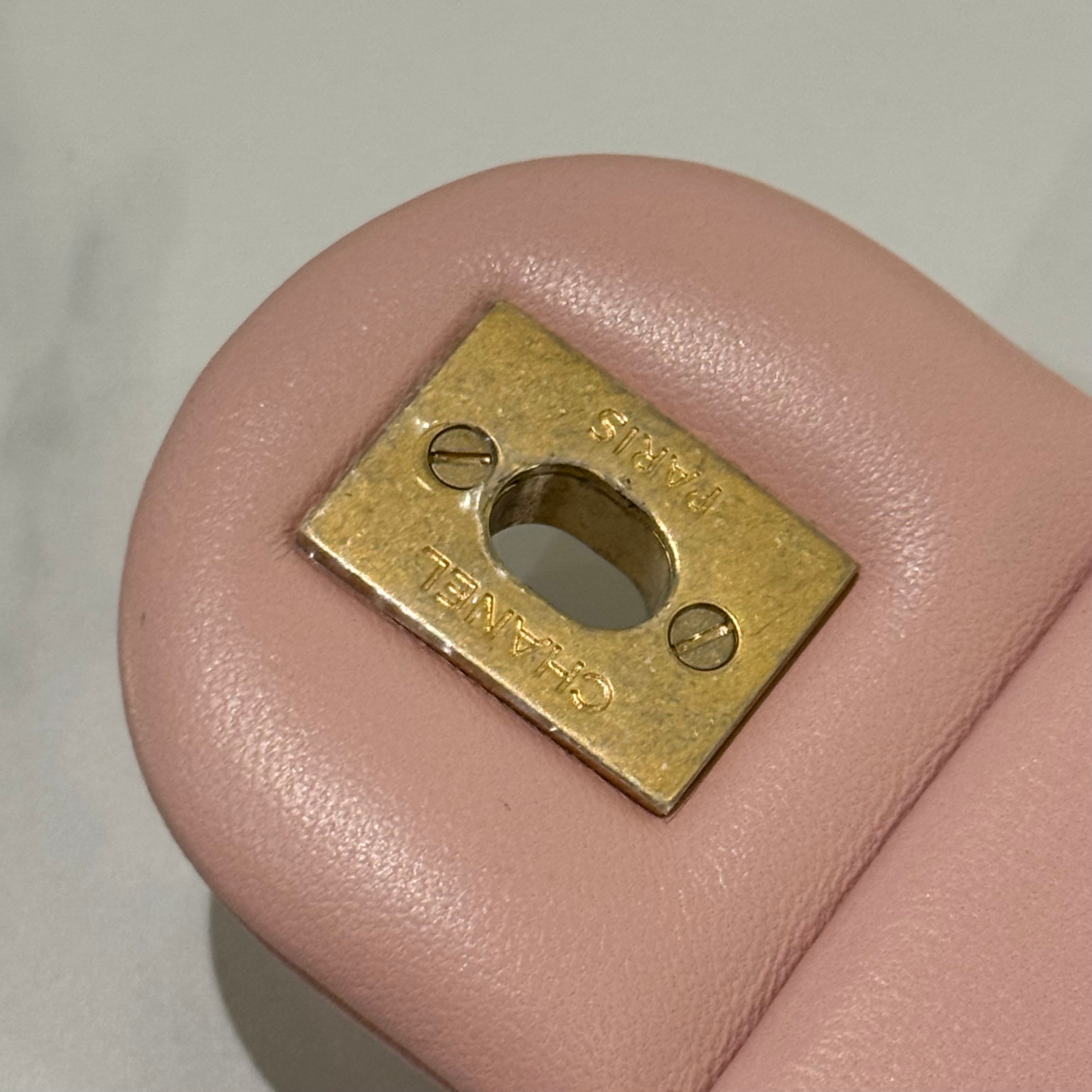 CHANEL CF MINI LAMBSKIN CAMELLIA GOLD BALL RECTANGULAR FLAP (MICROCHIP)