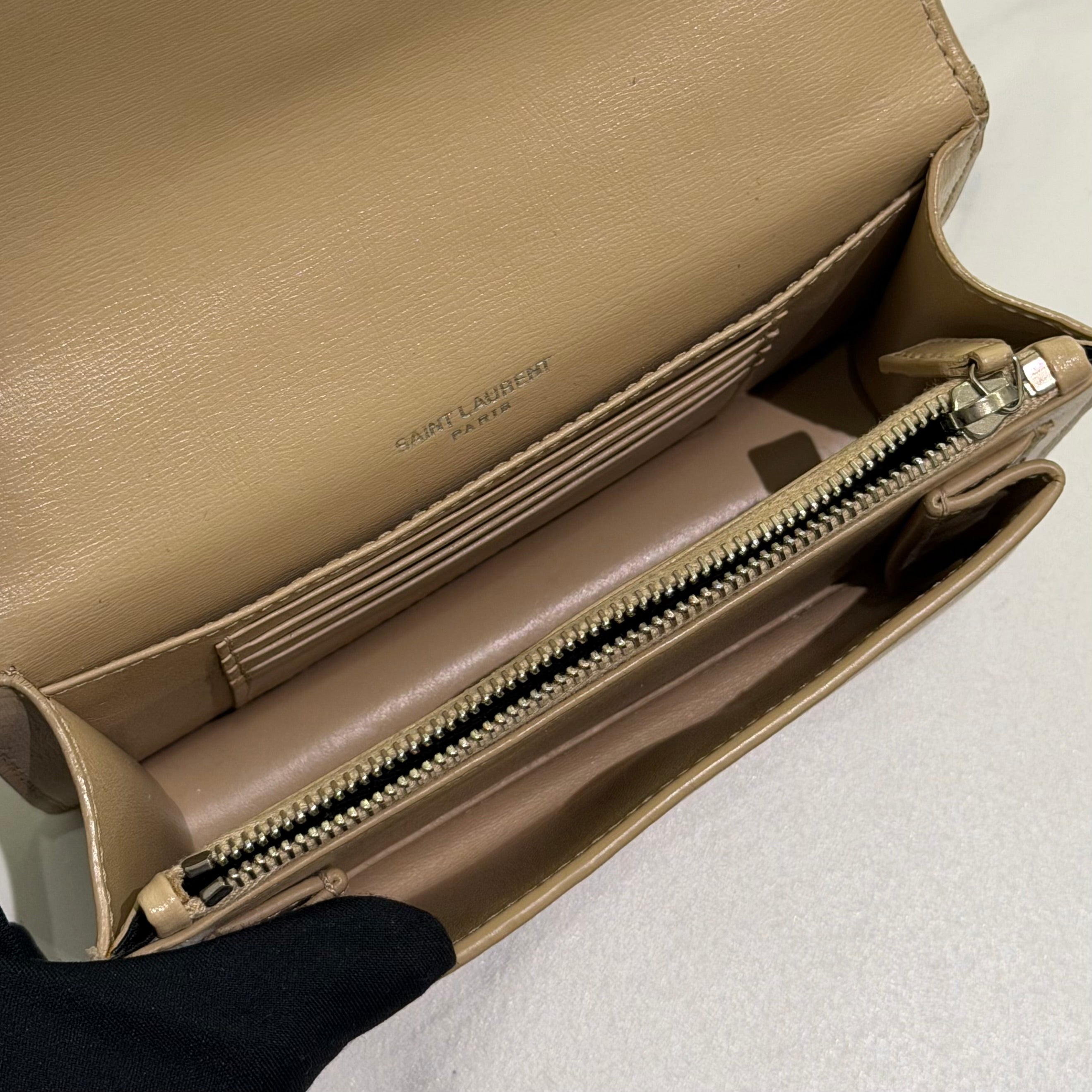 Saint Laurent Sunset Mini Chain Bag Beige