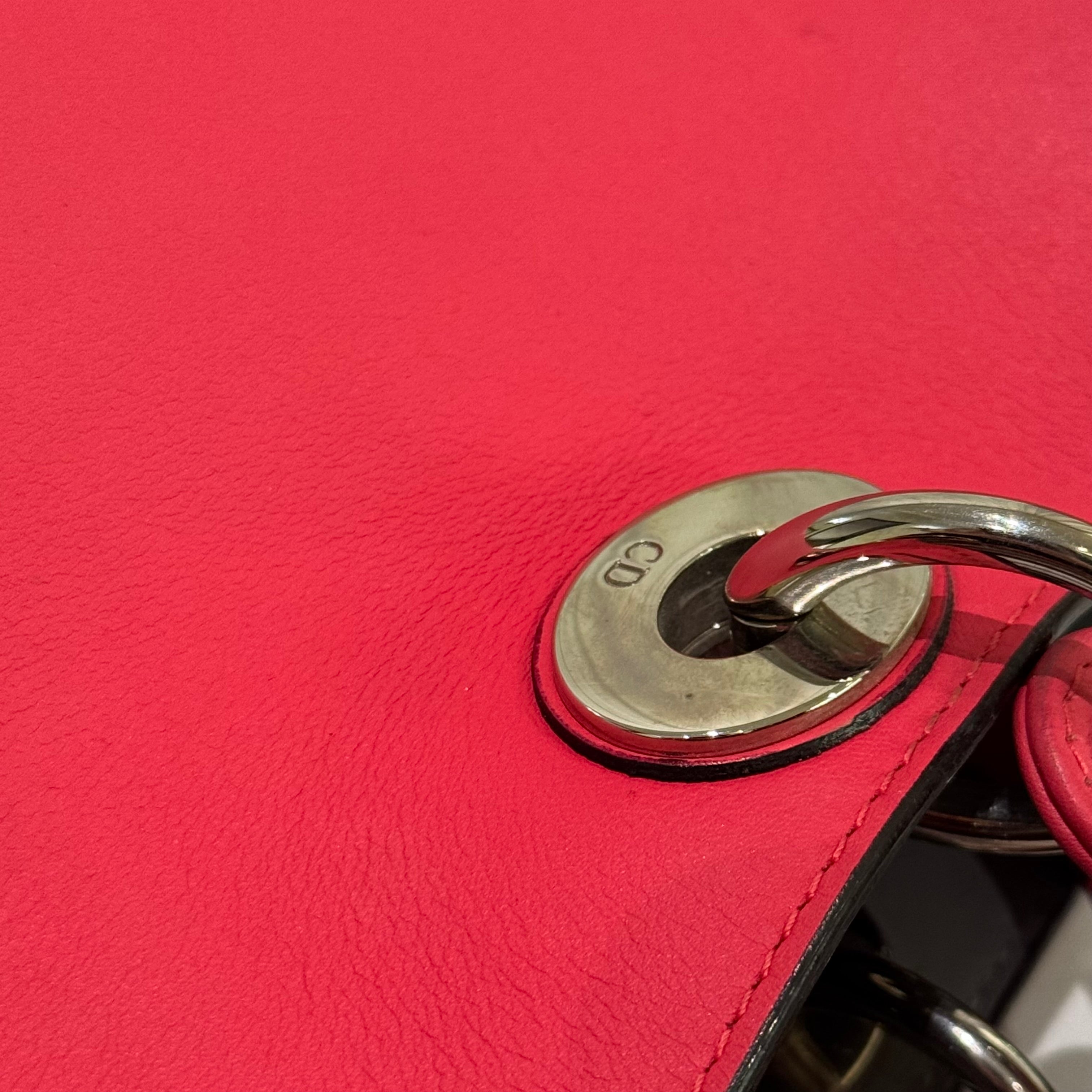 DIOR VIP DIORISSIMO LARGE FULL LEATHER FUCHSIA WITH SILVER HARDWARE