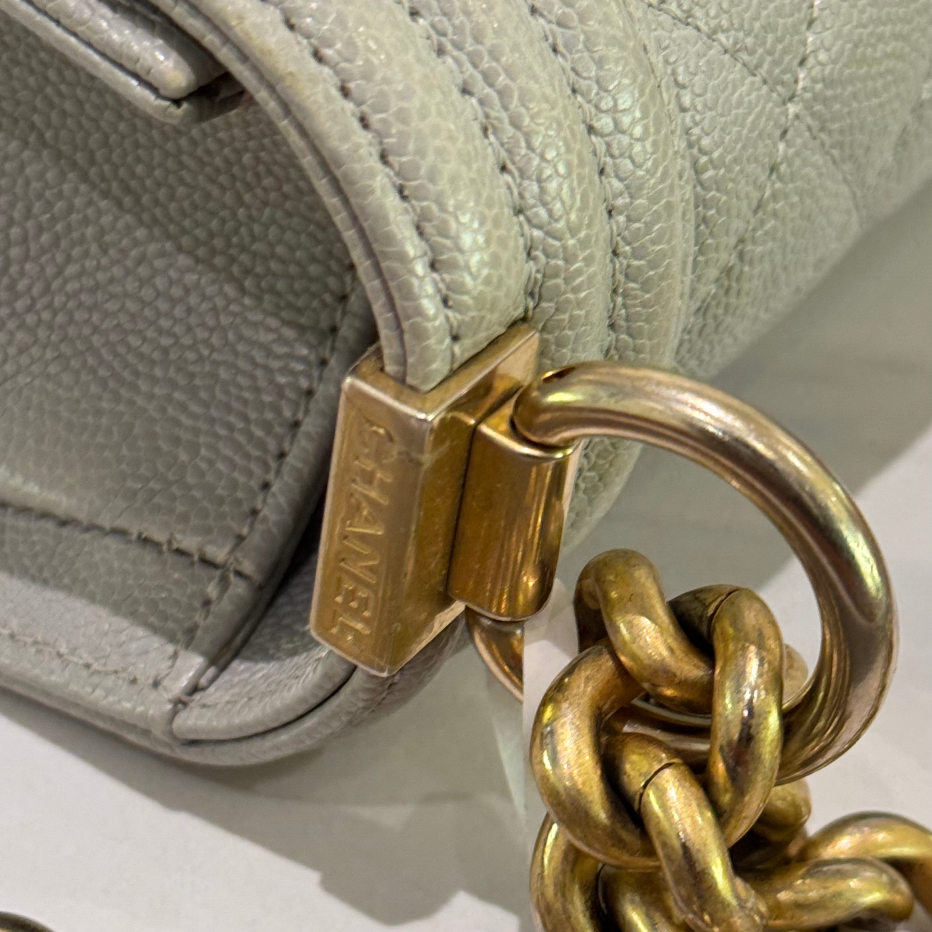 CHANEL LEBOY MEDIUM PEARL GREY WITH GOLD HARDWARE