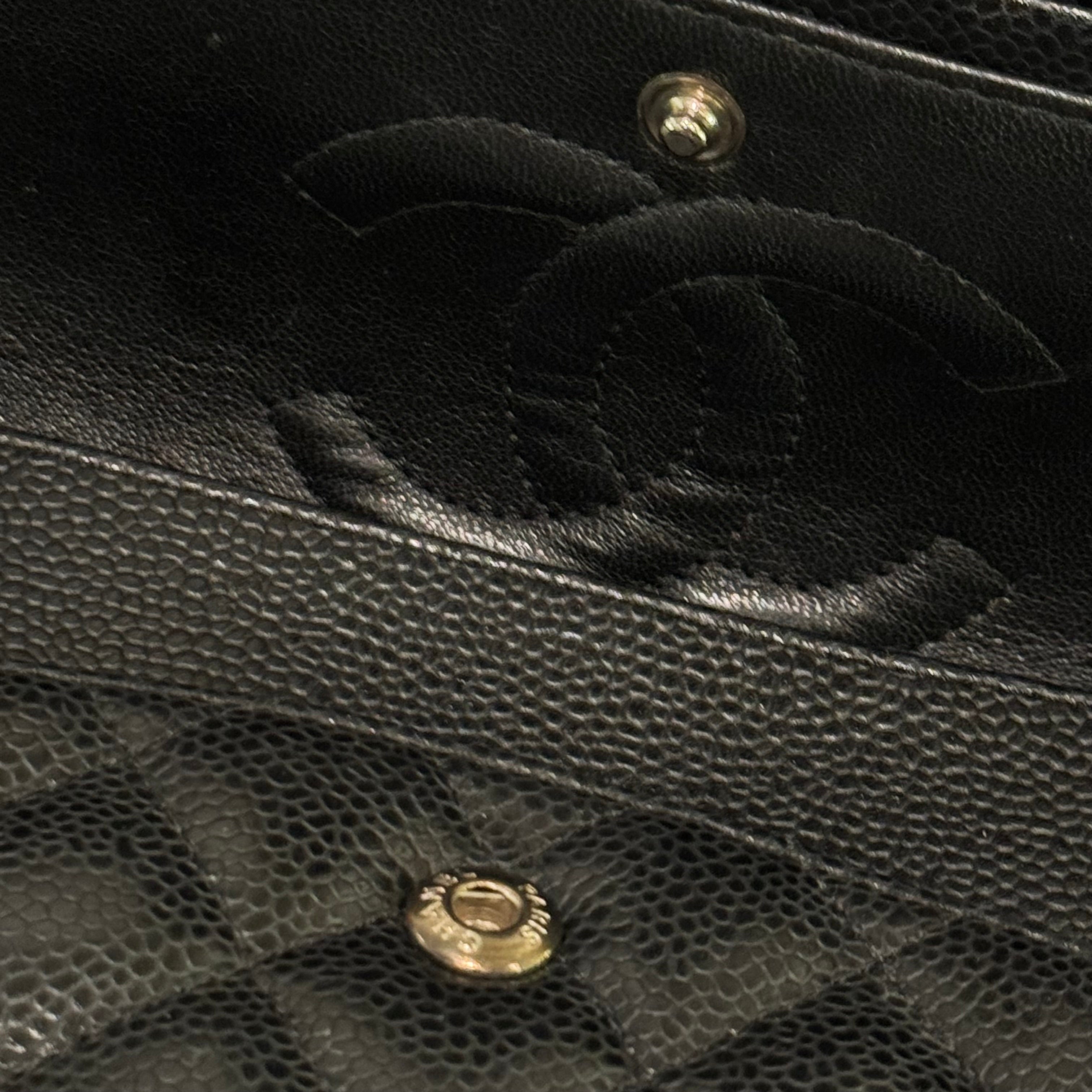 CHANEL CF MEDIUM BLACK CAVIAR LEATHER WITH SILVER HARDWAR