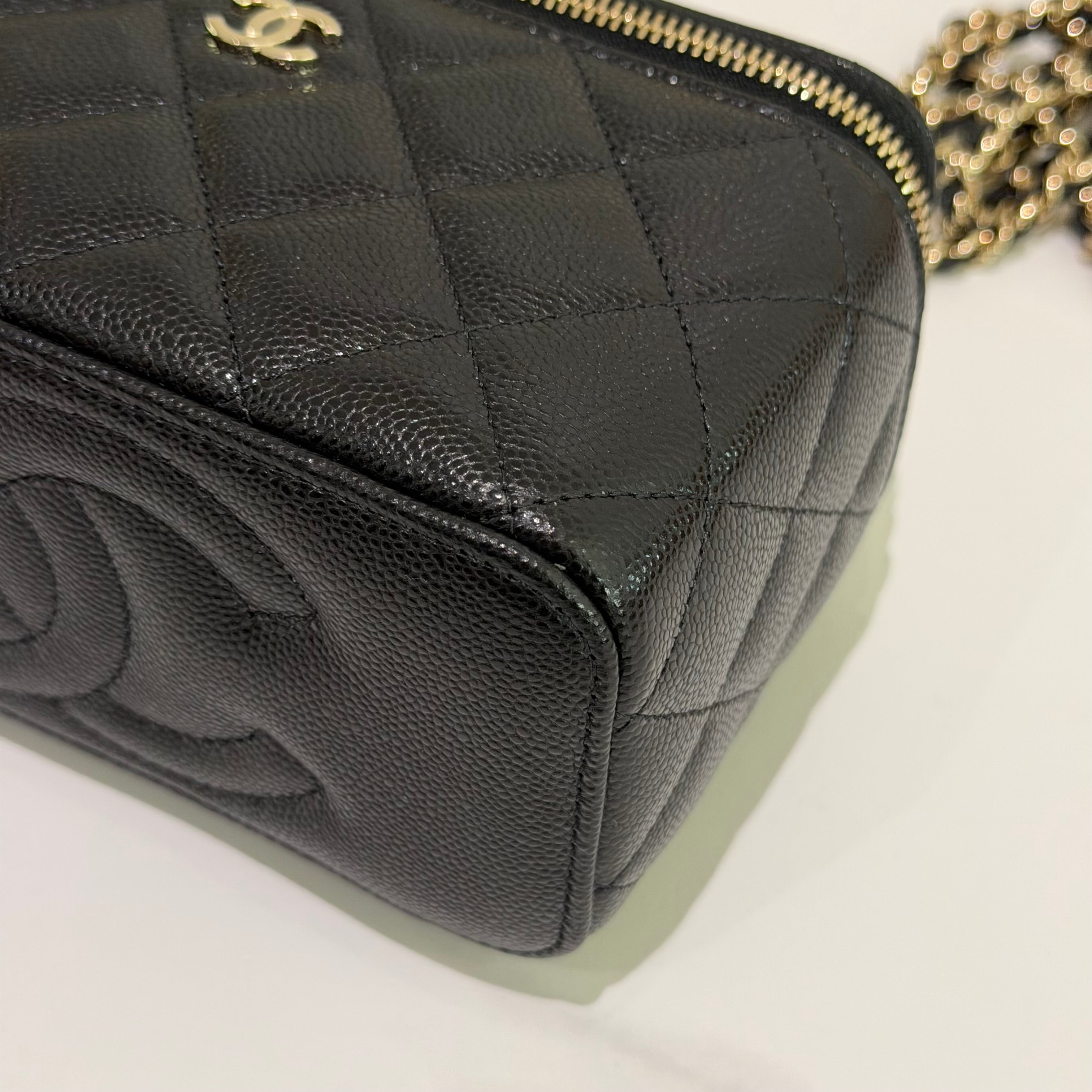 CHANEL Caviar Leather Long Vanity Chain Case