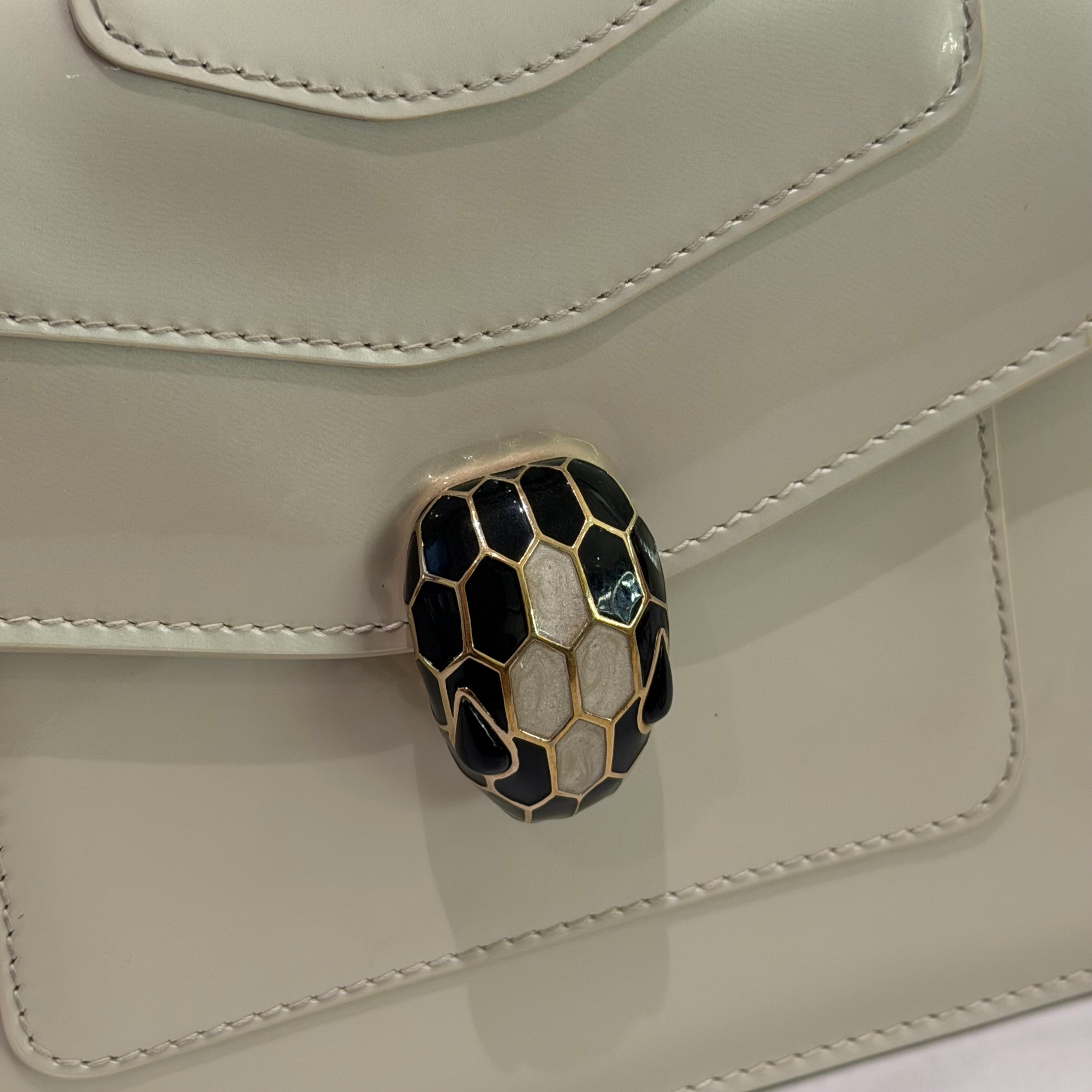 Bvlgari Serpenti White Small Accordion Bag