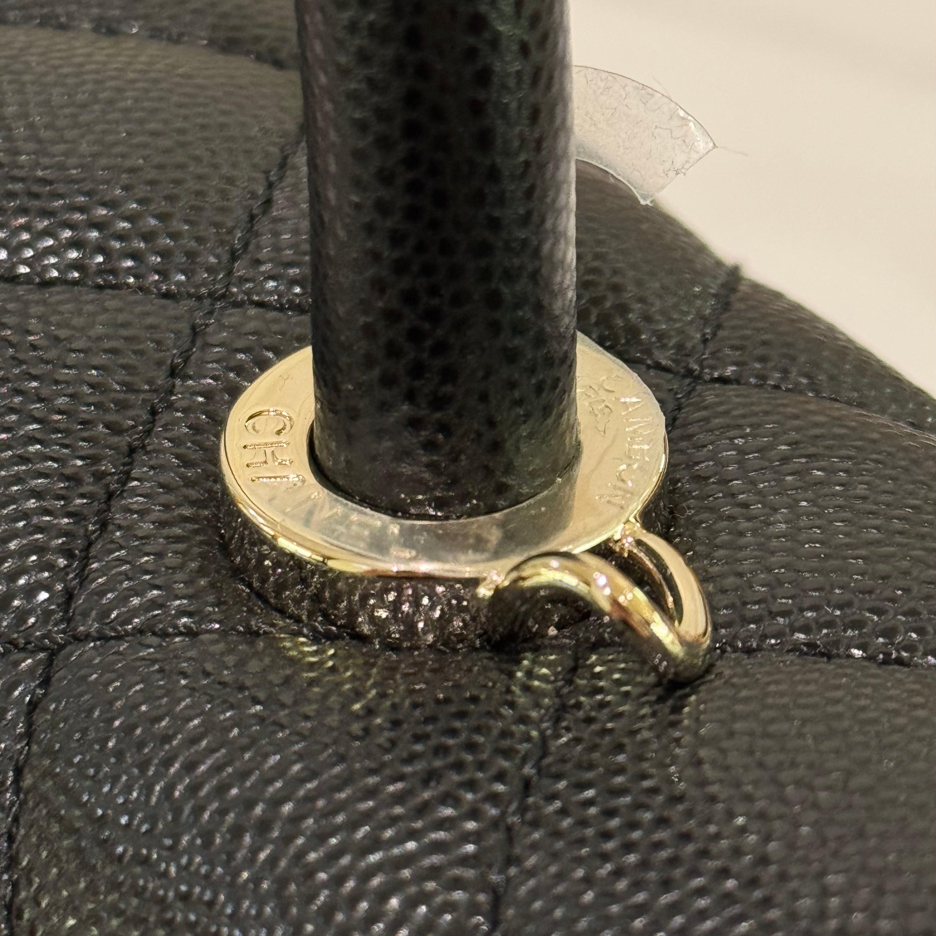 CHANEL FLAP BAG WITH TOP HANDLE CAVIAR LEATHER CHAIN BAG (FULL STICKERS, CHIP VERSION)