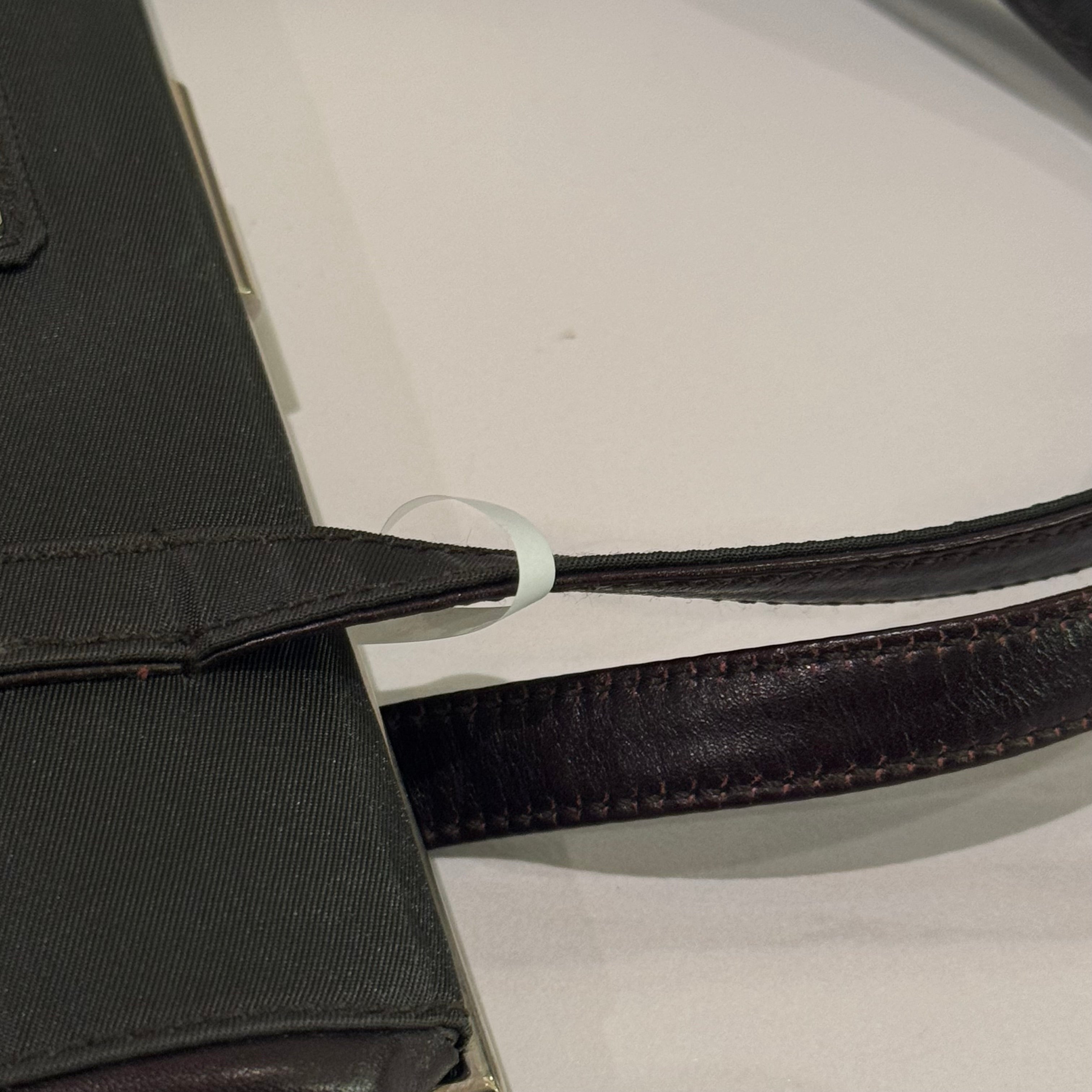 PRADA TOTE VINTAGE BLACK FABRIC WITH LEATHER TRIM HANDBAG