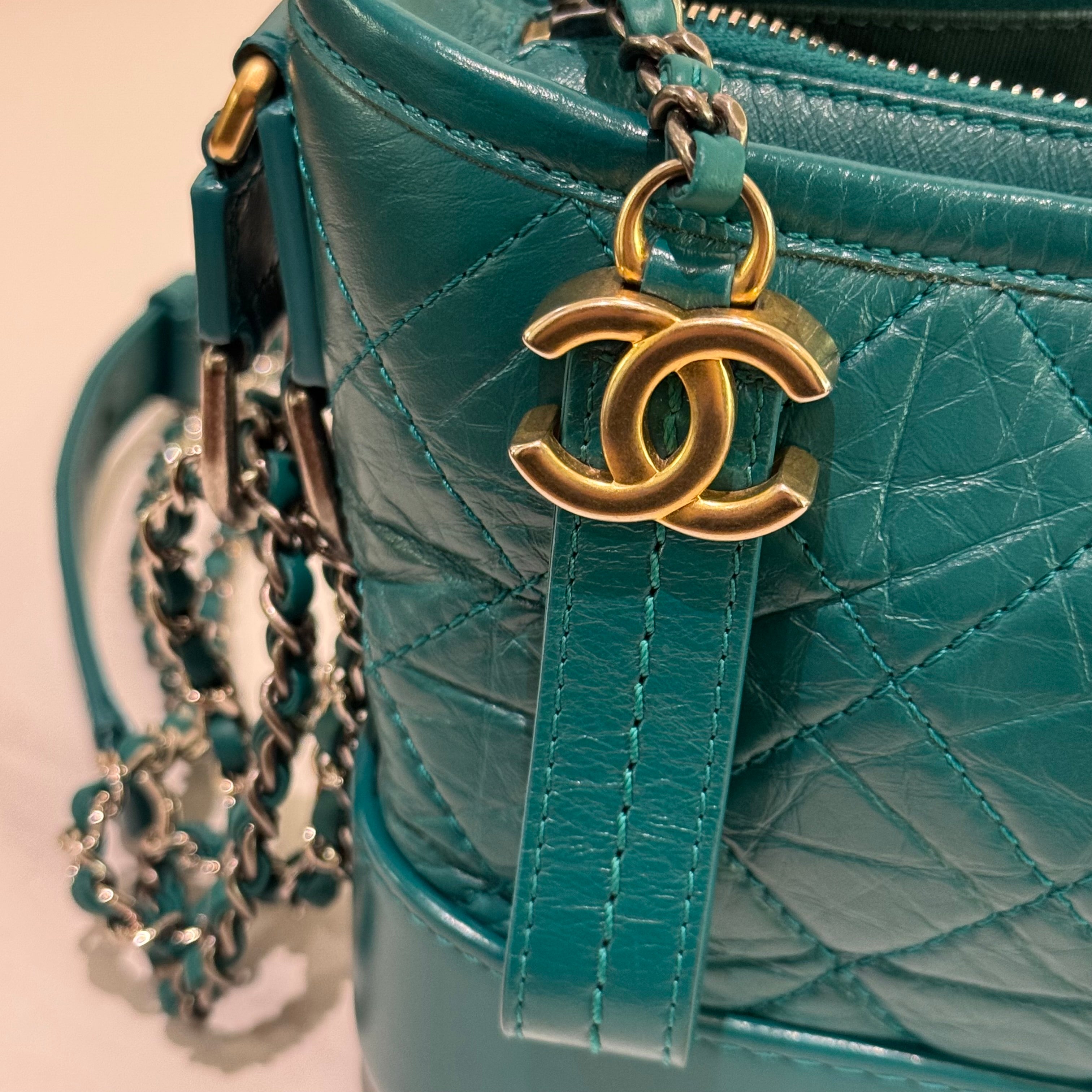 CHANEL SMALL DARK GREEN GABRIELLE HOBO BAG