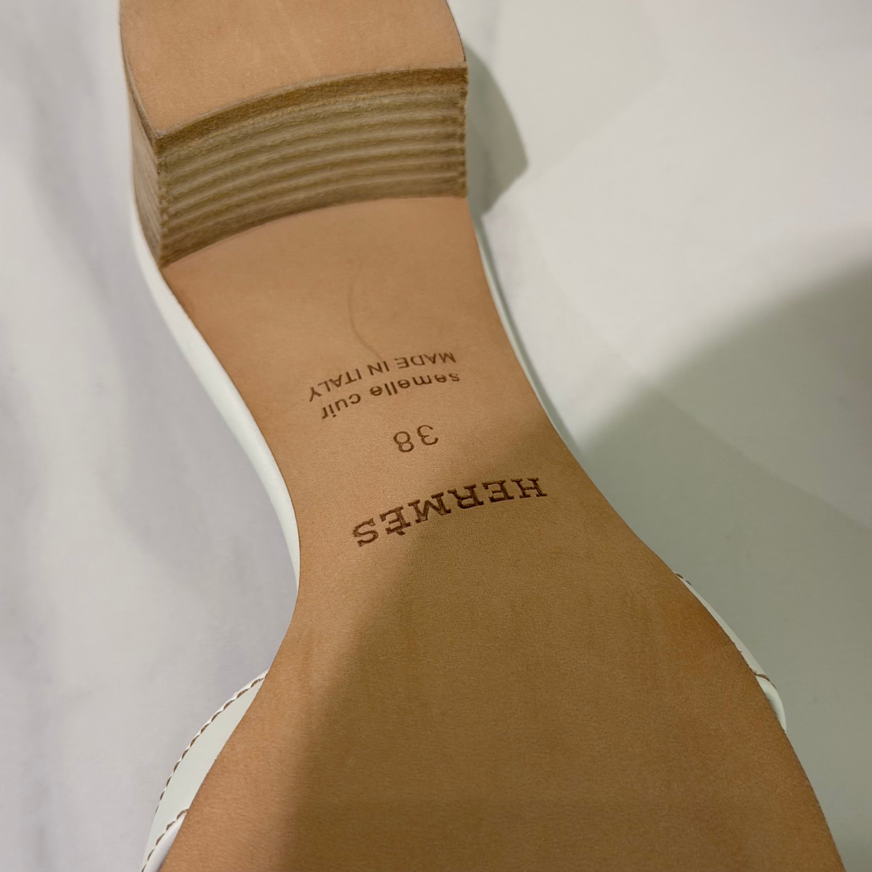 Hermes Oasis White Heeled Sandals