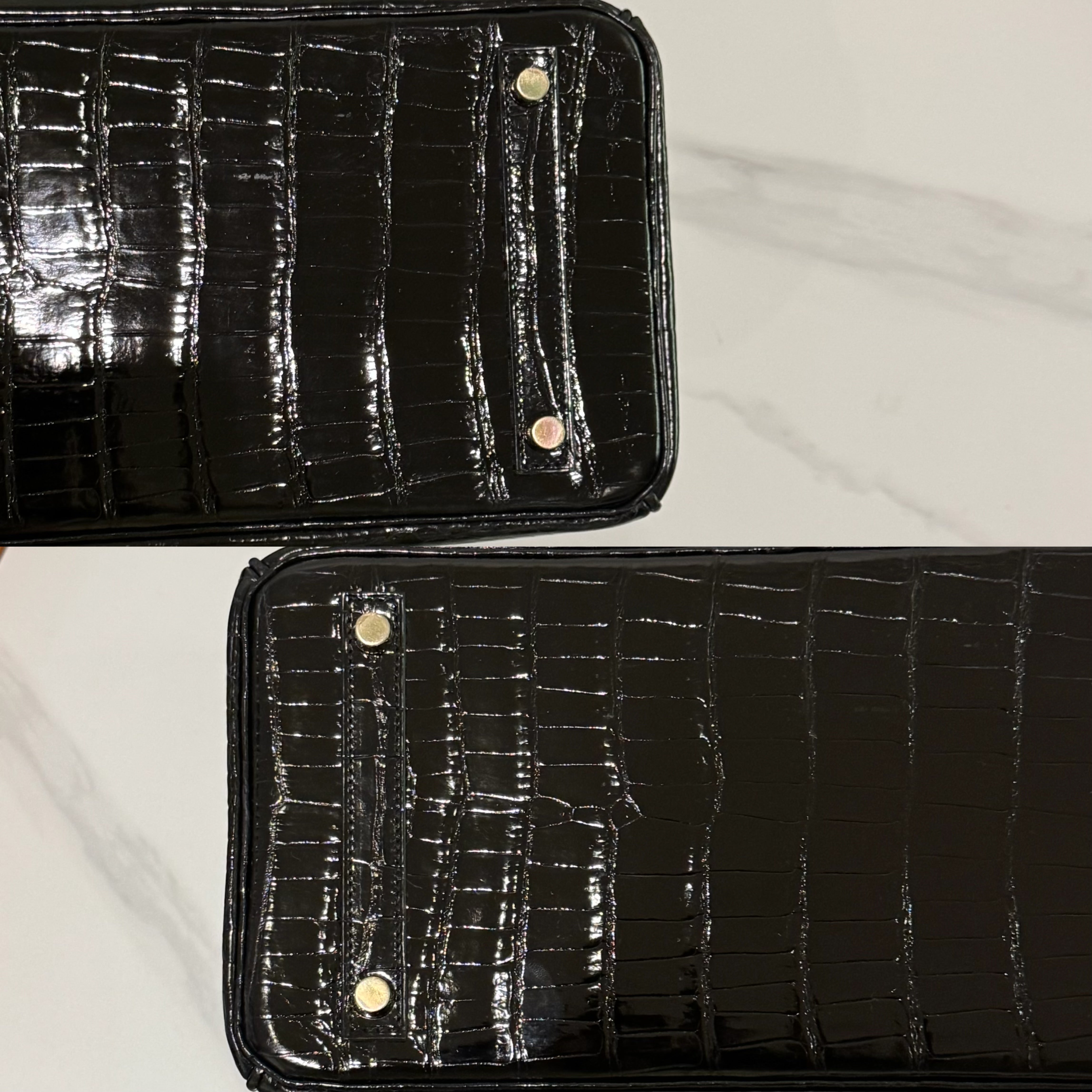 HERMÈS BIRKIN 30 BLACK SHINY CROCODILE GOLD HARDWARE X STAMP