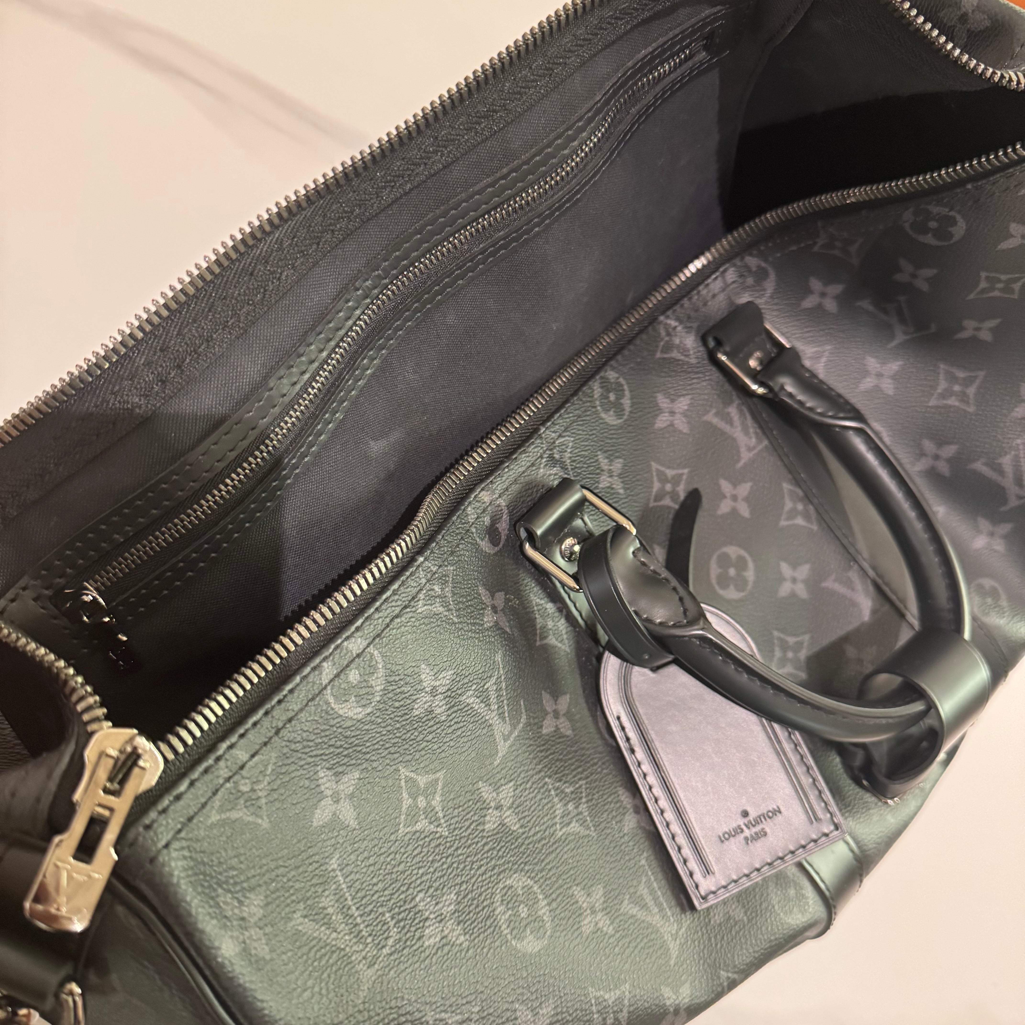 LOUIS VUITTON KEEPALL 45 MONOGRAM MACASSAR BLACK CANVAS