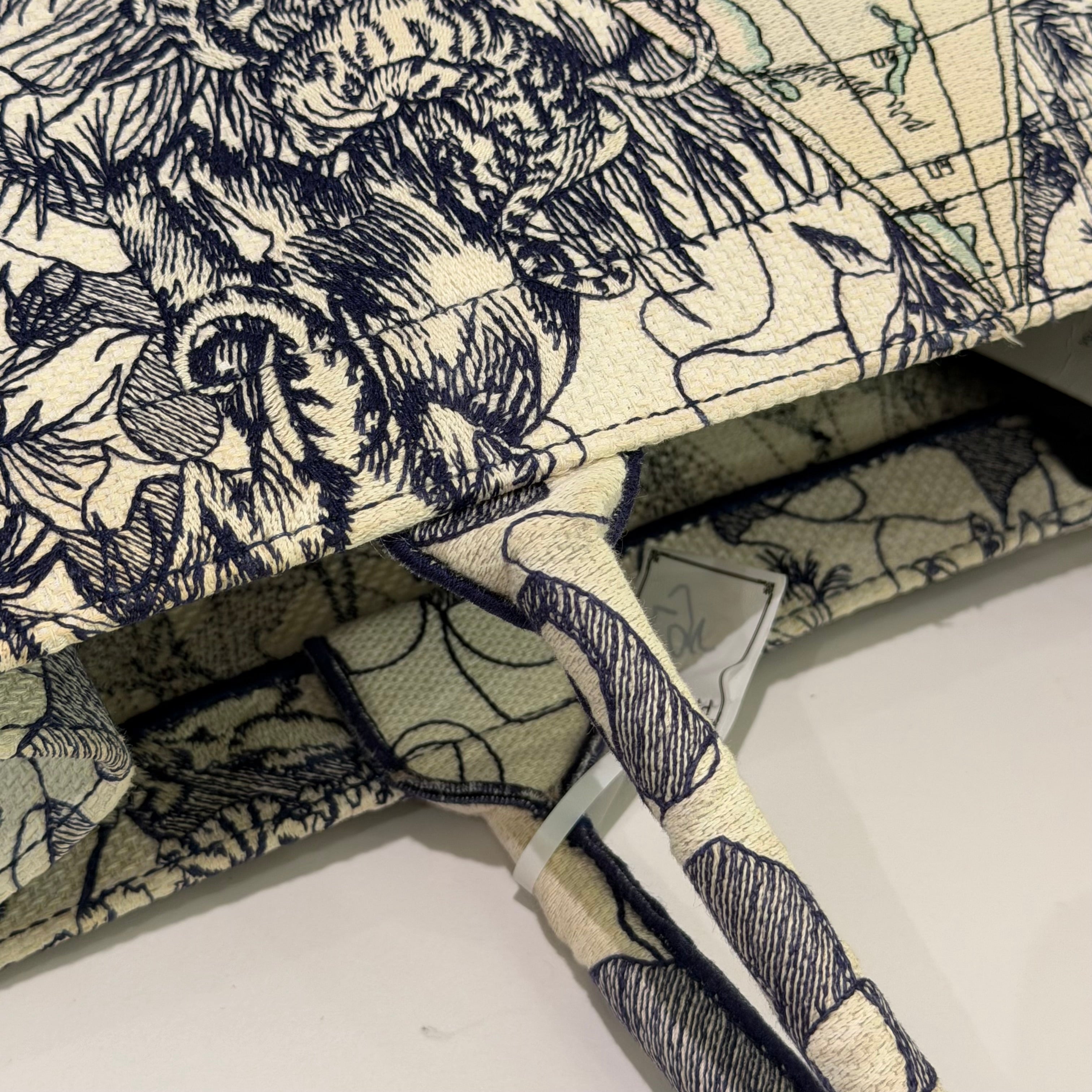 DIOR Blue & White Nautical Embroidery Star Tote Bag