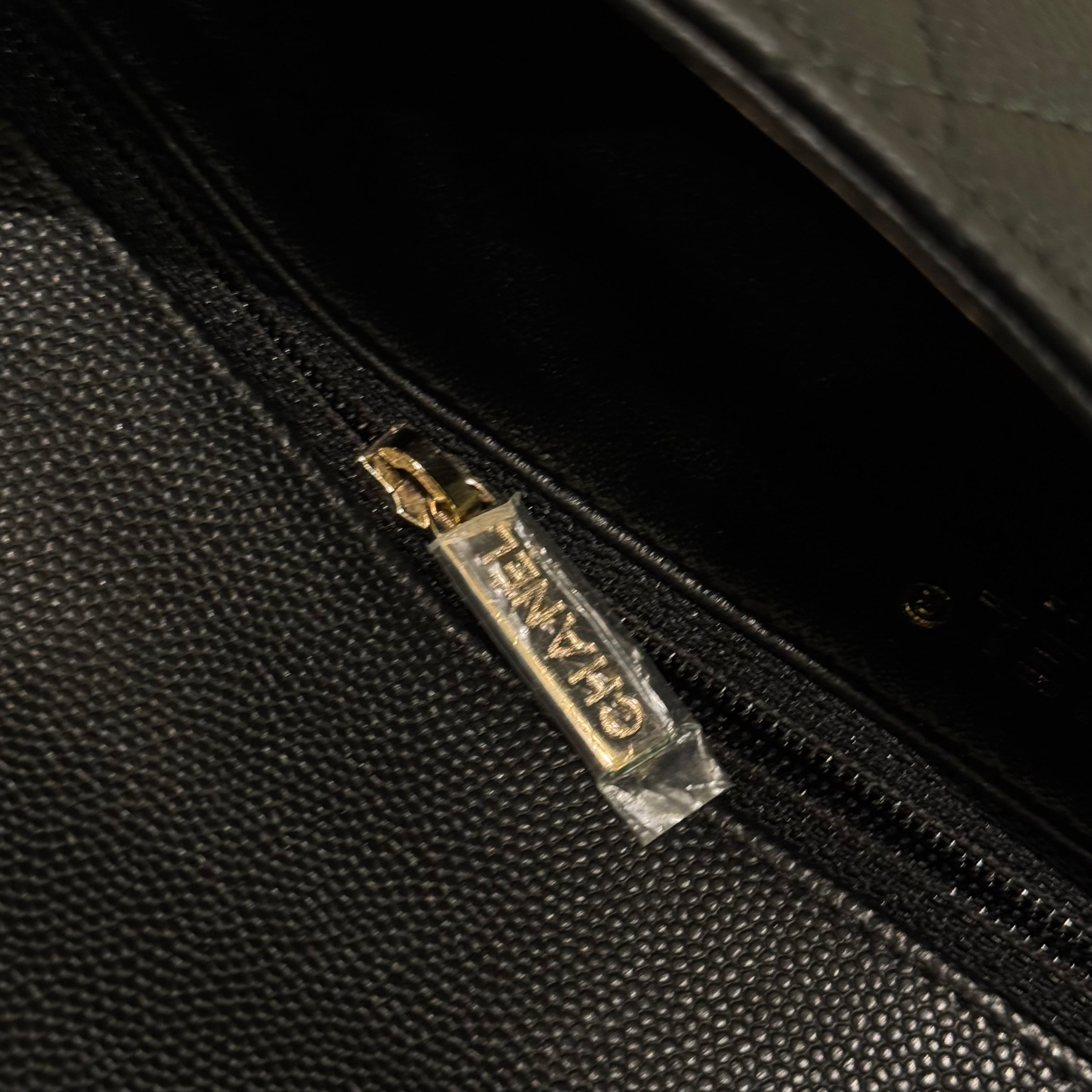 CHANEL CF BLACK CAVIAR LEATHER CLUTCH EVENING BAG WITH GOLD HARDWARE