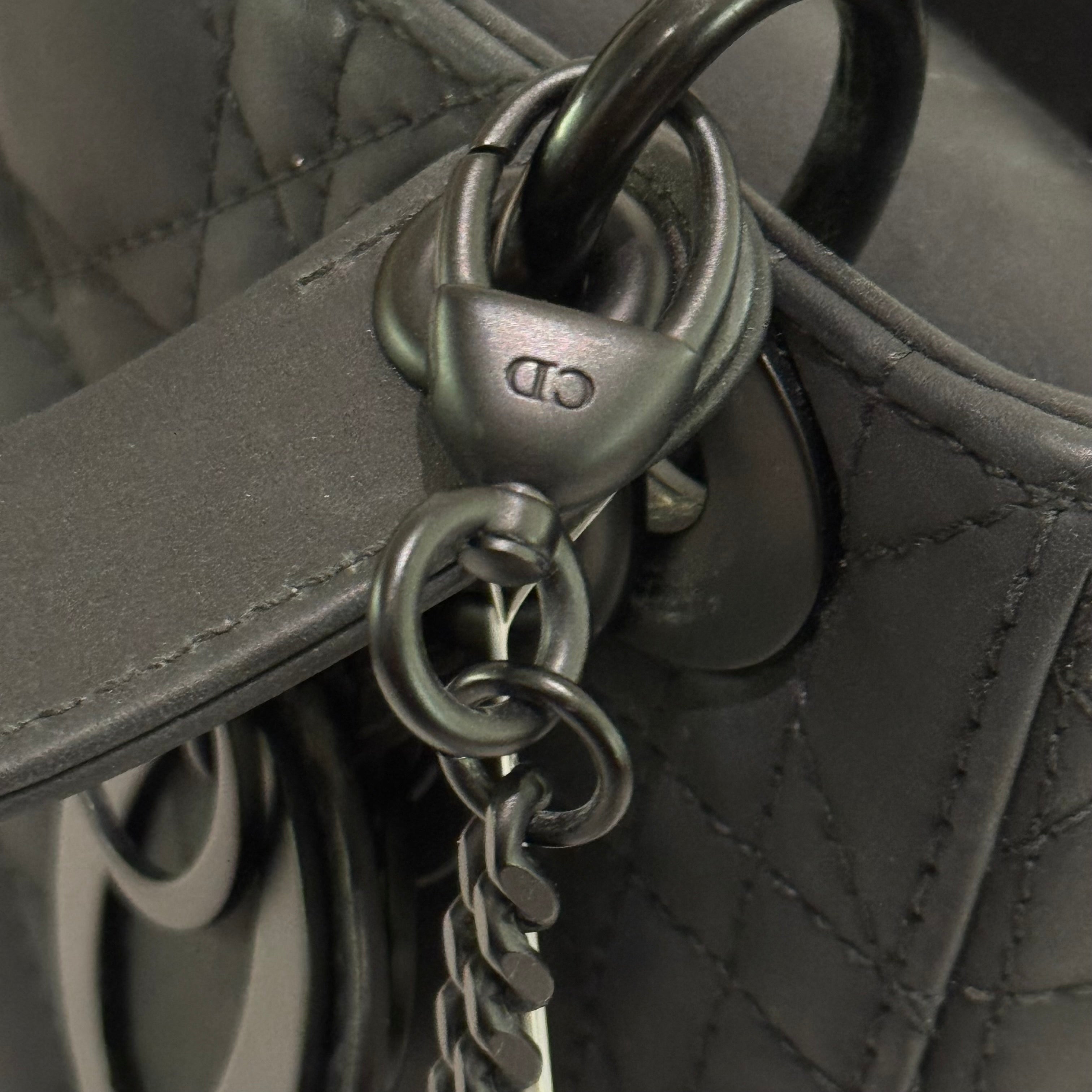 DIOR LADY SOBLACK MATTE BLACK 3-GUSSET BAG
