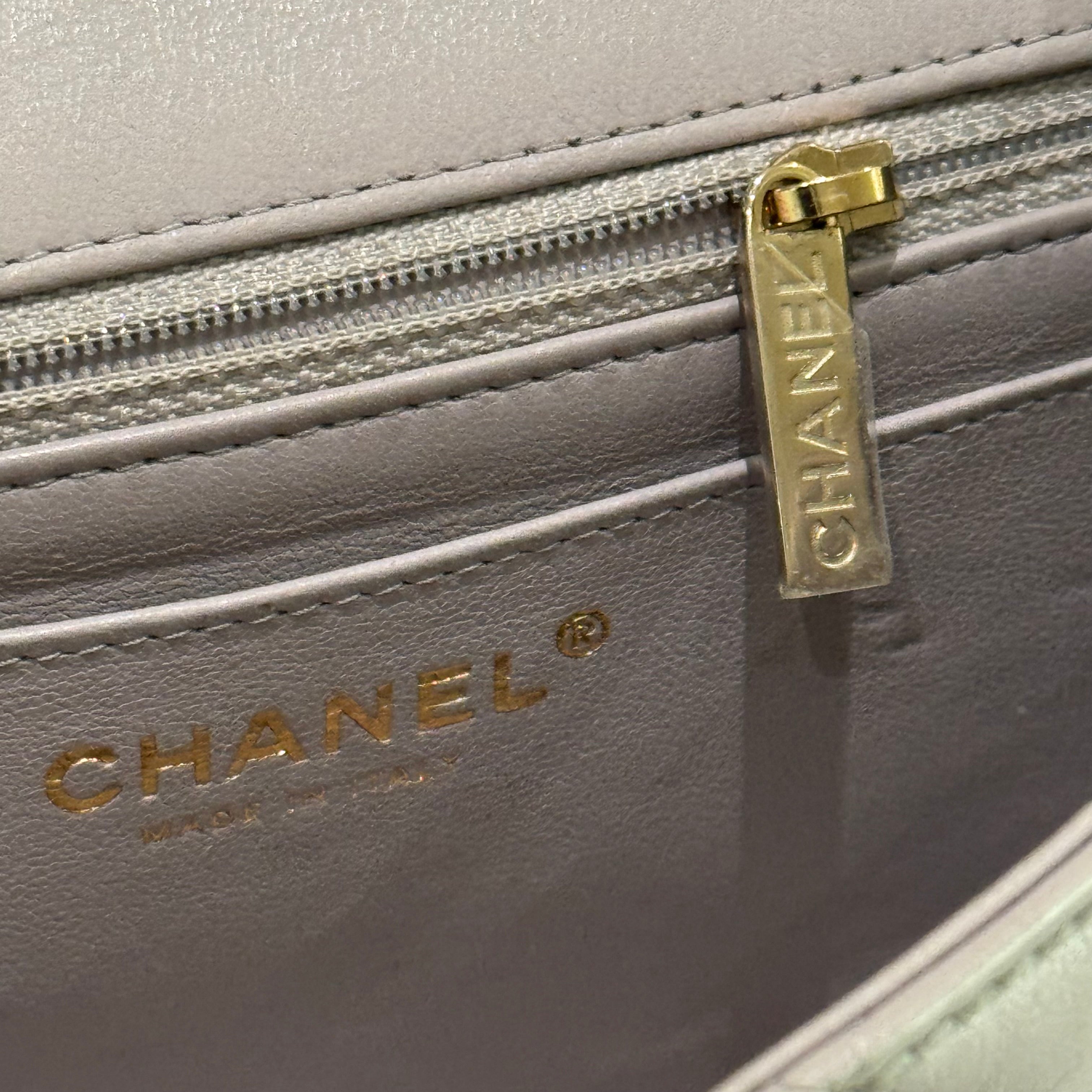 CHANEL CF MINI GREY LAMBSKIN WITH SILVER HARDWARE (MICROCHIP)