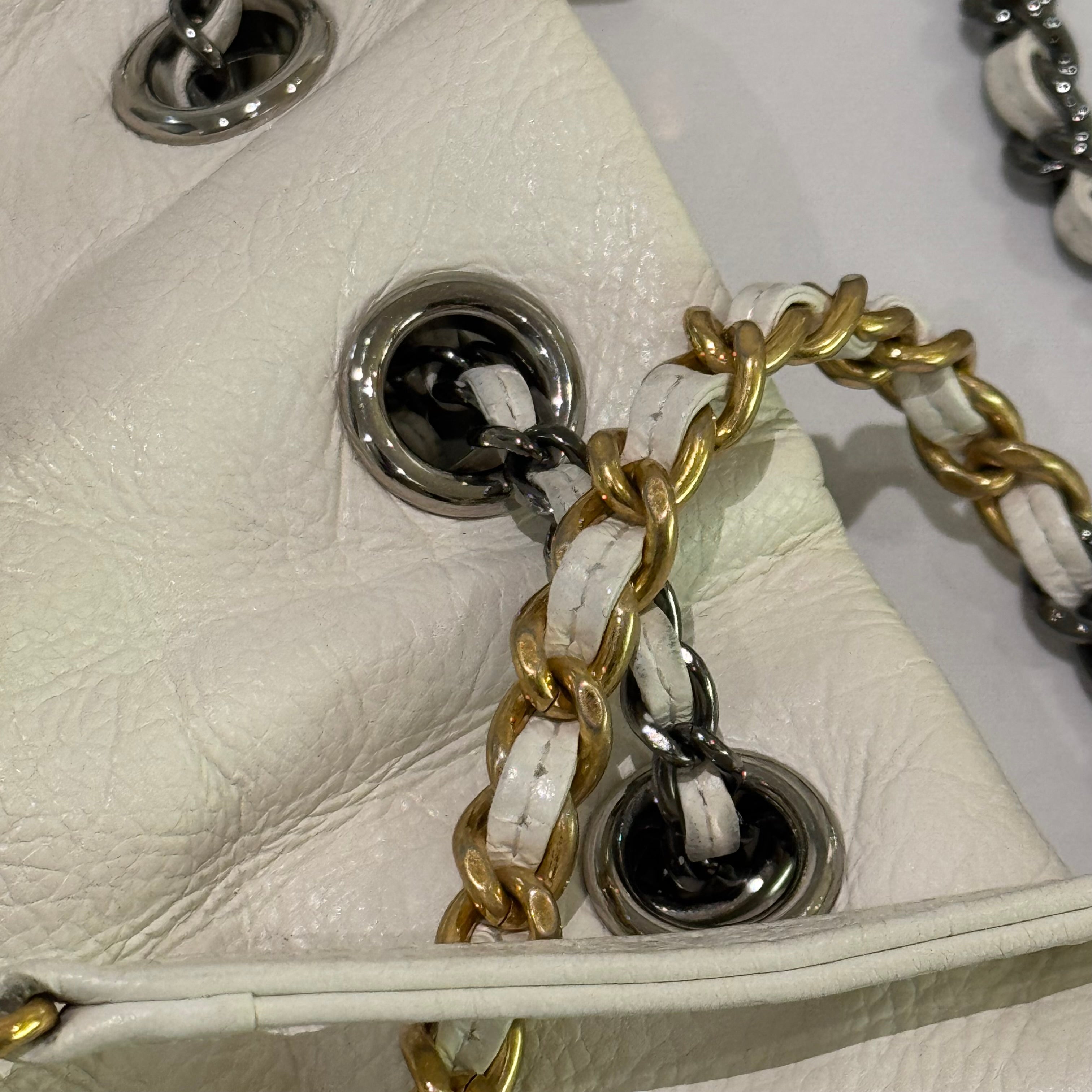 CHANEL GABRIELLE DRAWSTRING HOBO BAG PANDA COLOR LAMBSKIN & CALFSKIN
