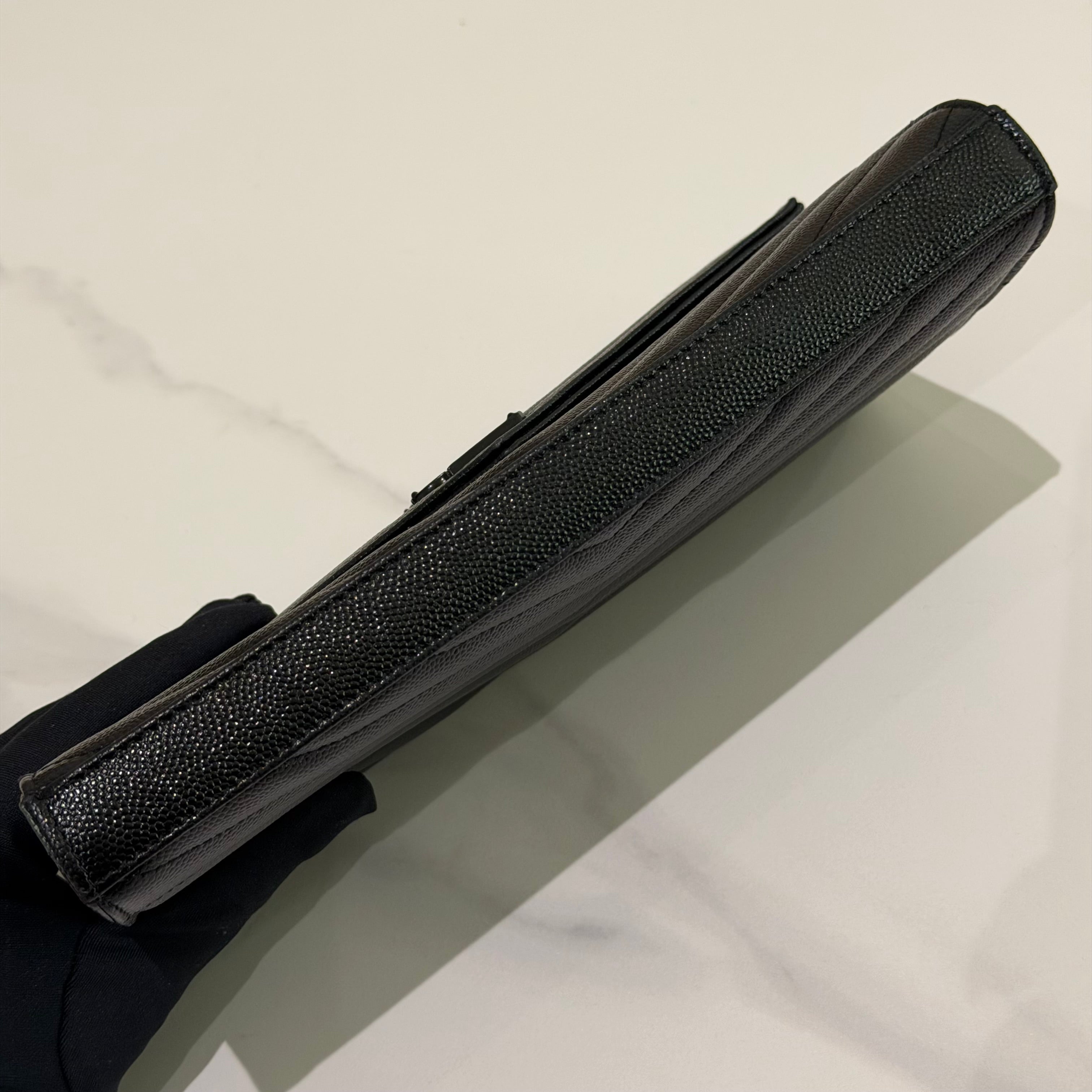 Saint Laurent Envelope So Black Caviar Leather Shoulder Bag