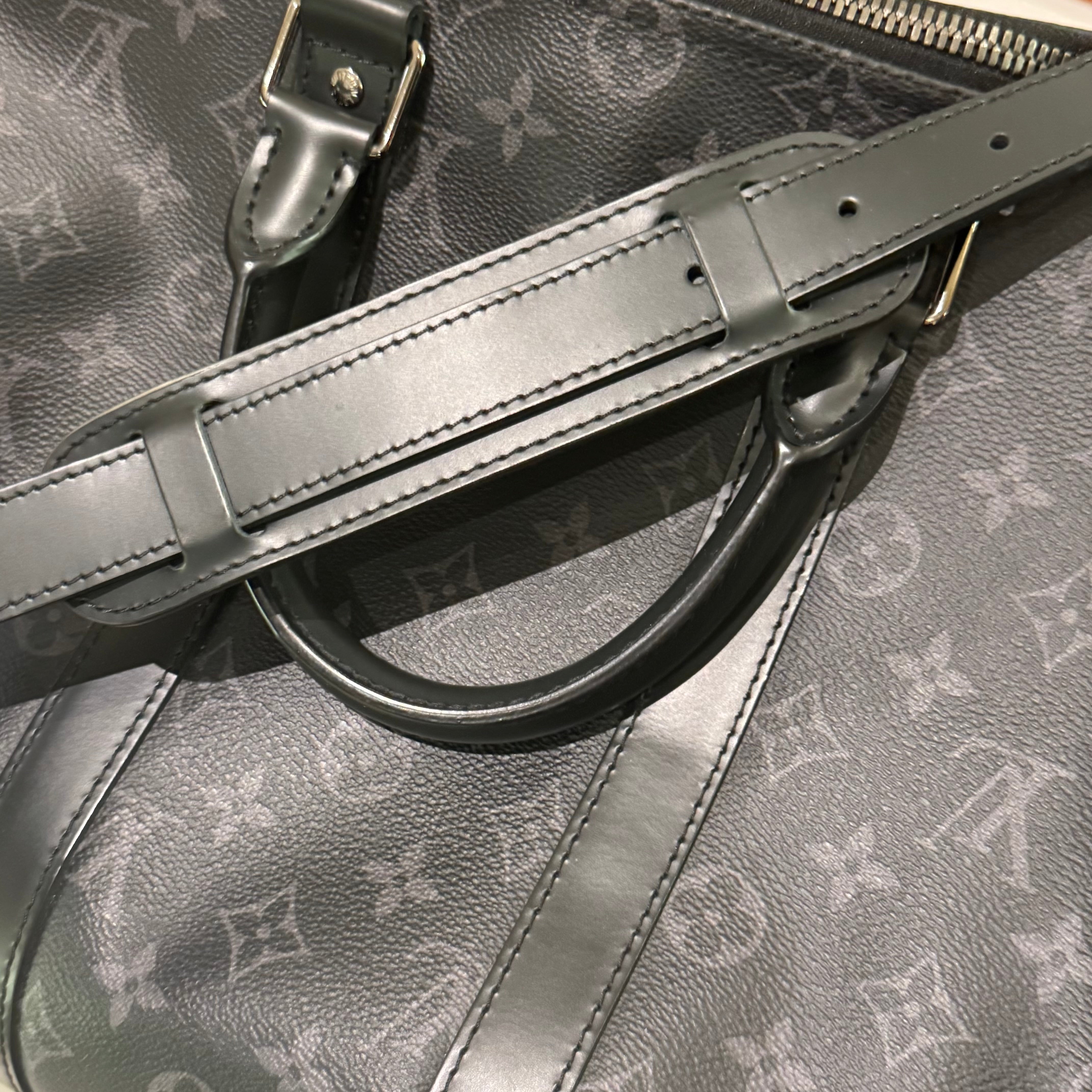 LOUIS VUITTON KEEPALL 45 MONOGRAM MACASSAR BLACK CANVAS
