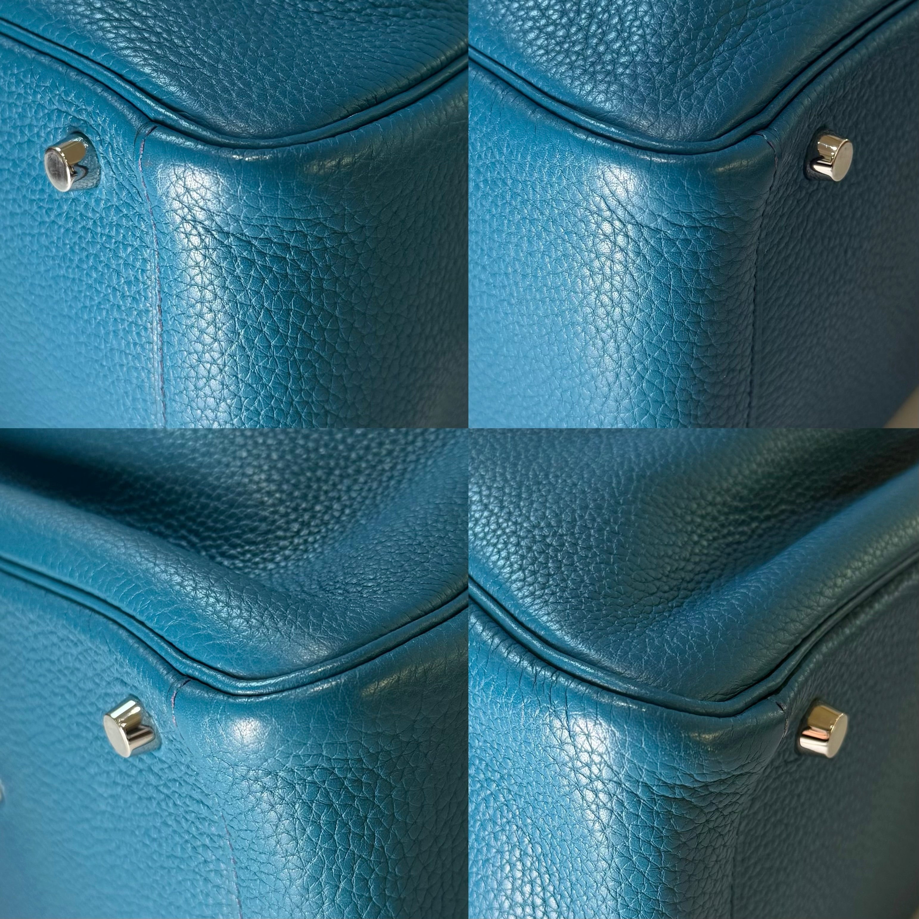 HERMES LINDY 30 AND TURQUOISE BLUE SILVER STAMP R