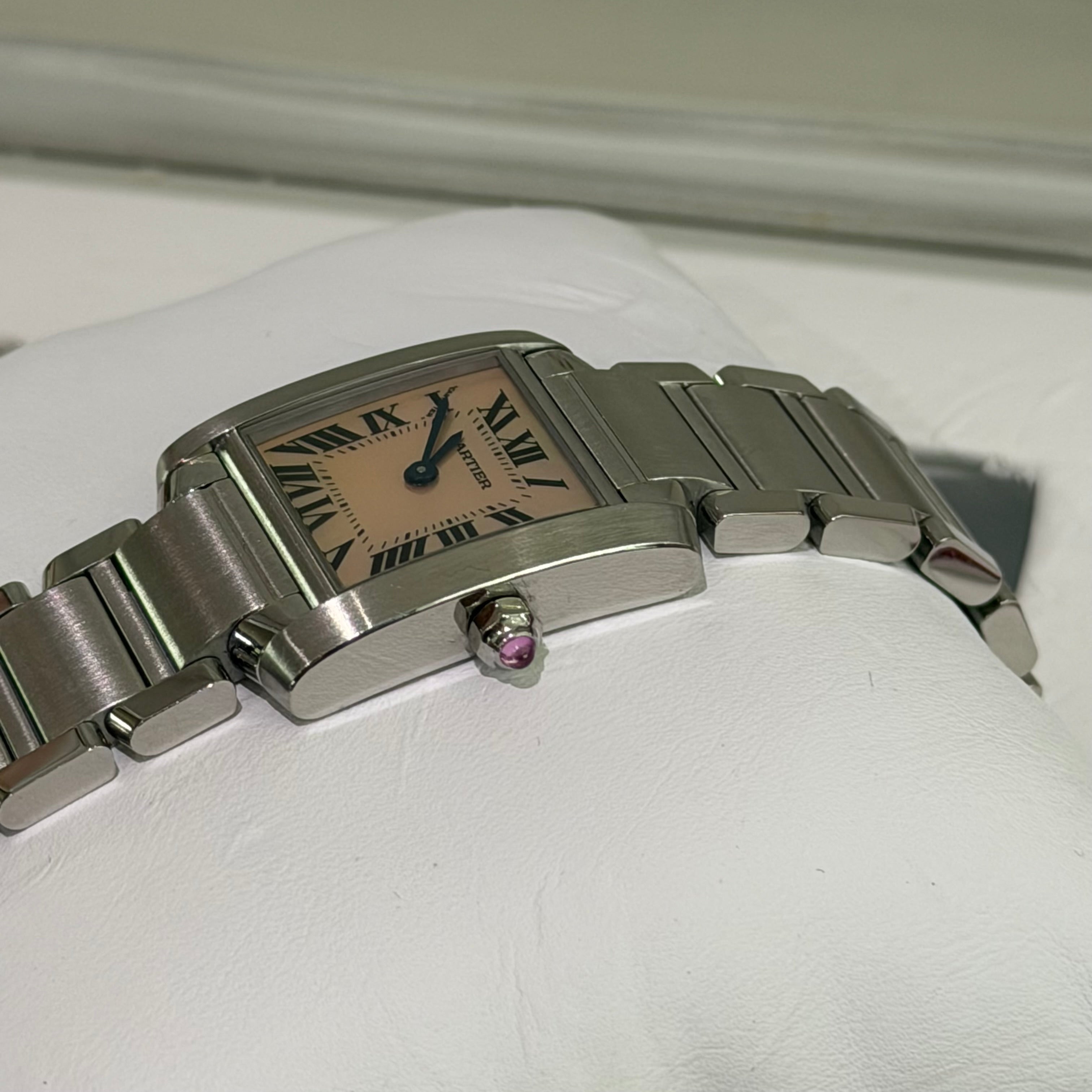 Cartier Tank W51028Q3 Pink MOP Quartz Watch