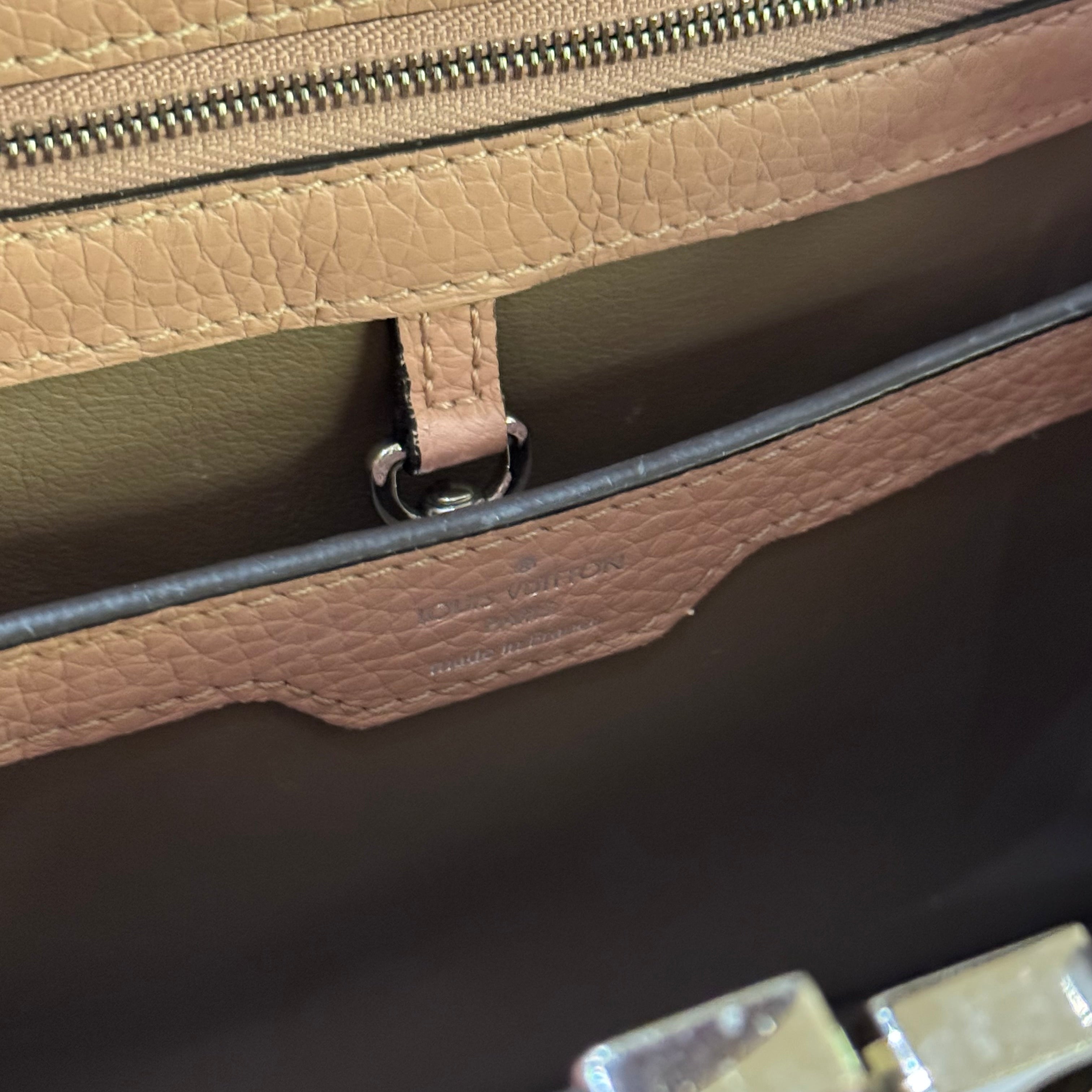 LOUIS VUITTON CAPUCINES MEDIUM PINK LEATHER WITH SILVER HANDLE HARDWARE