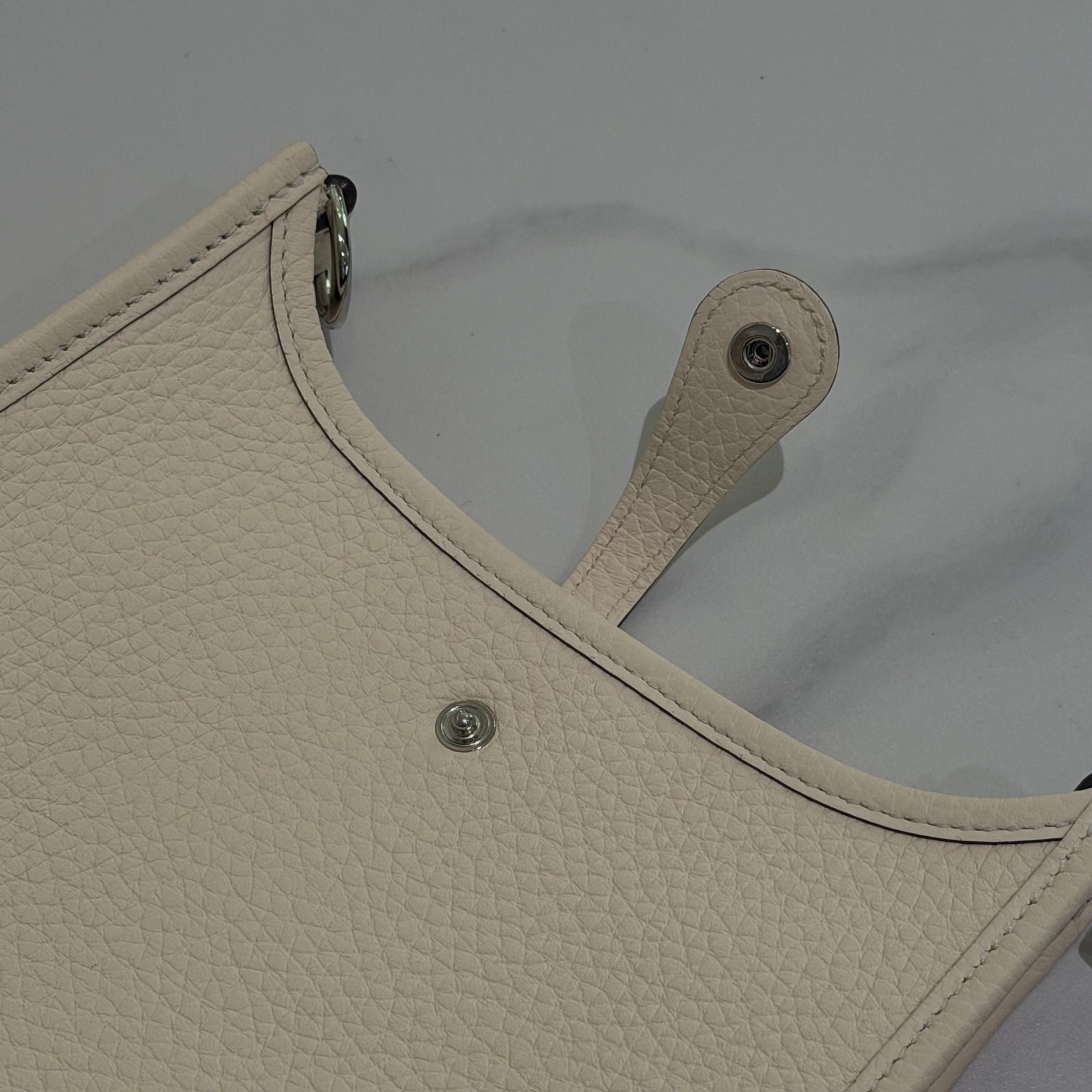 Hermes Mini Evelyne Craie with Silver Hardware (Stamp K)