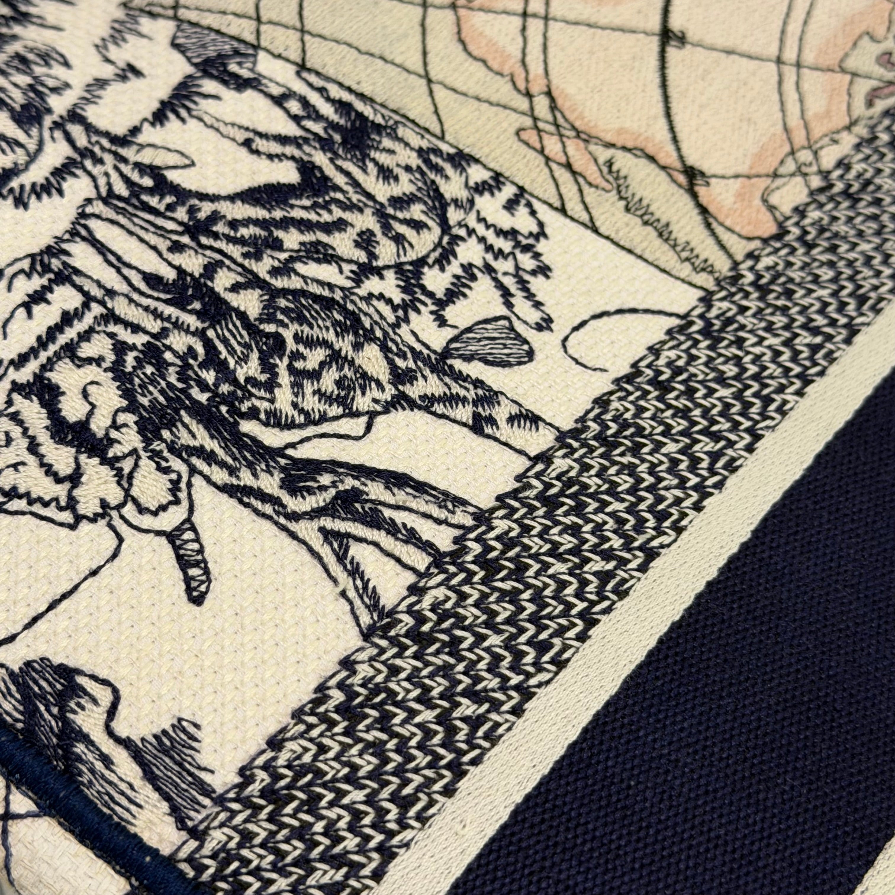 DIOR Blue & White Nautical Embroidery Star Tote Bag