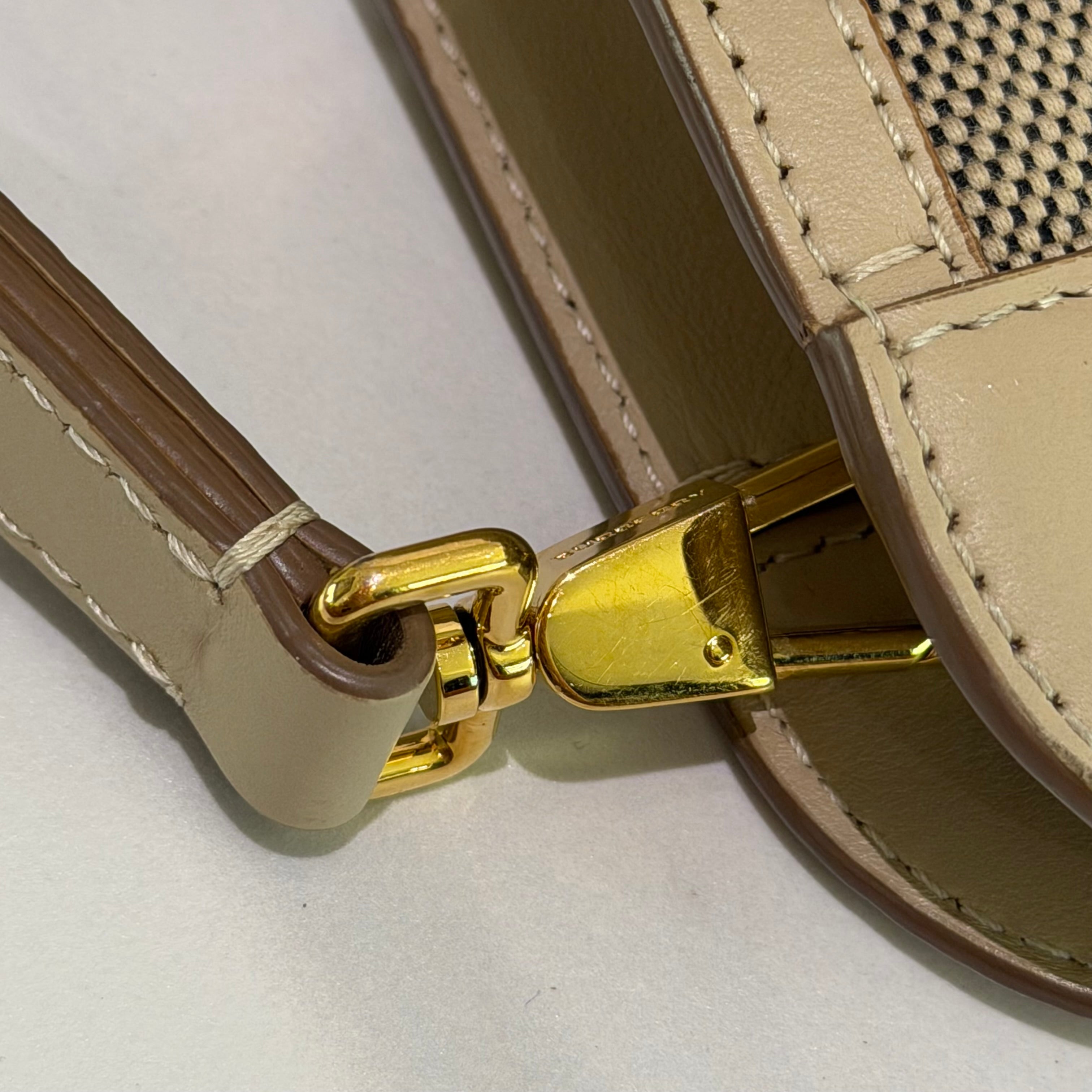 Burberry Check Canvas & Leather Messenger Crossbody Bag