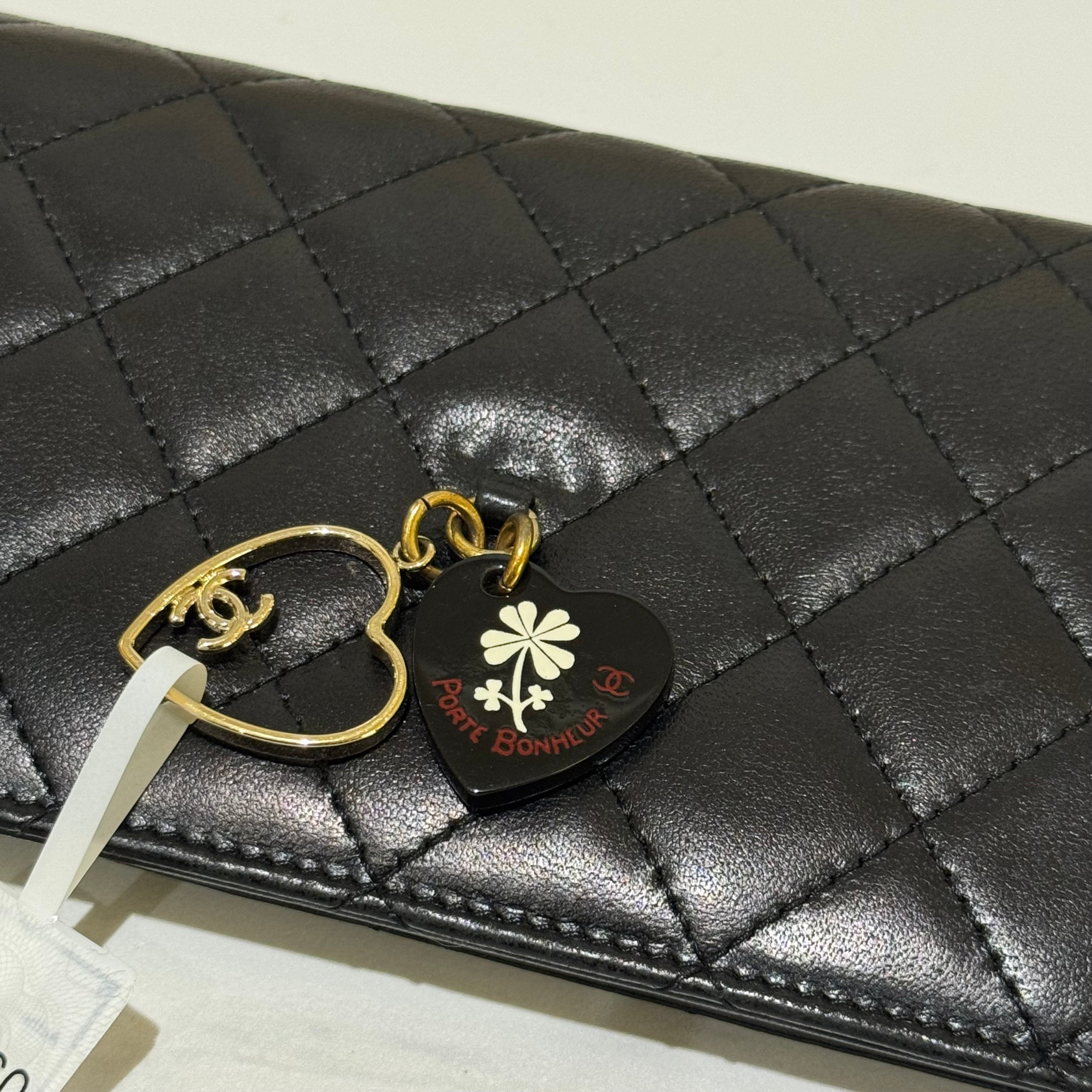 CHANEL LONG WALLET BLACK HEART LAMBSKIN