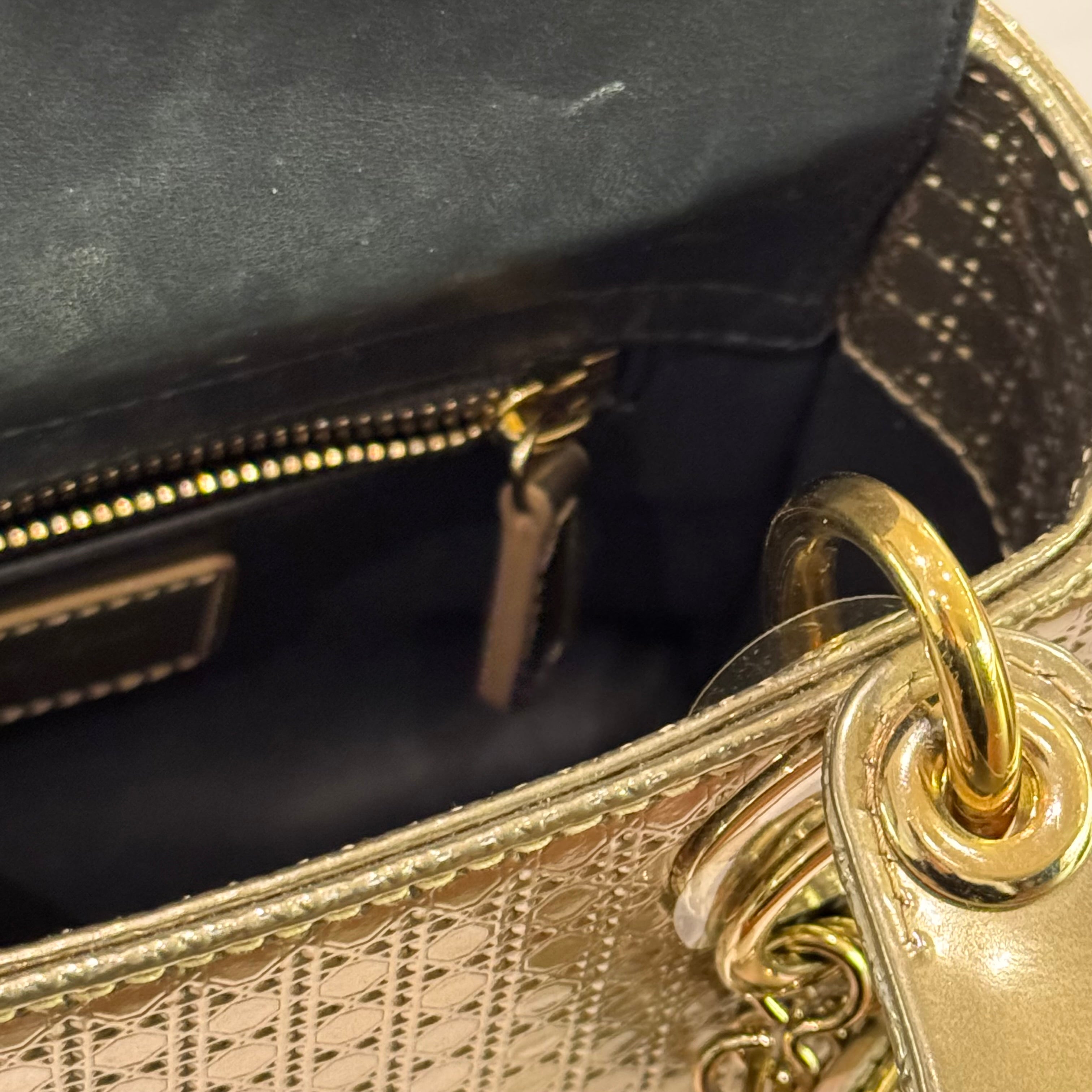 DIOR LADY DIOR SMALL METALLIC LIMITED EDITION HANDBAG (3-GUSSET)