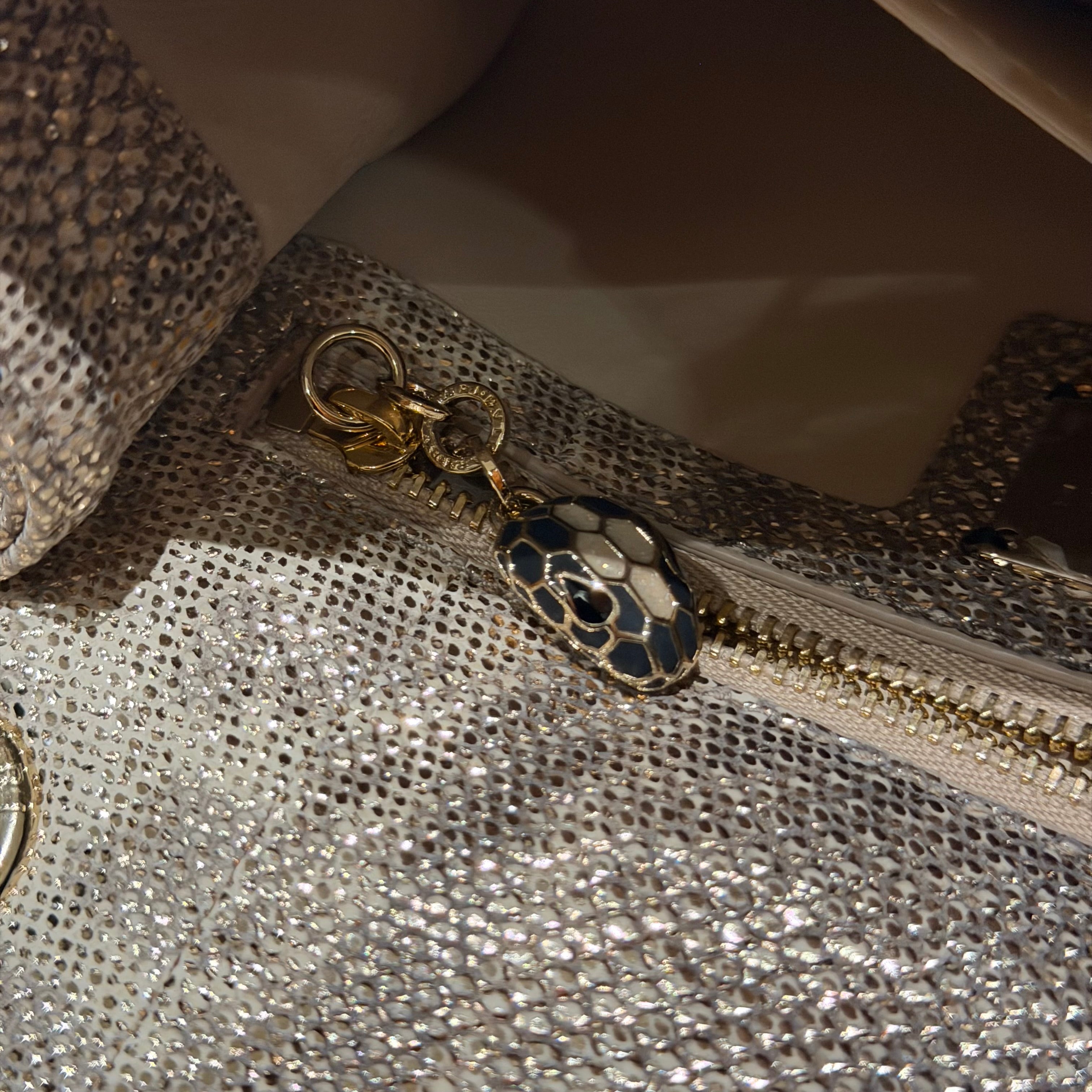 Bvlgari Serpenti Cabochon Black Pearl Stingray & Watersnake Crossbody Bag