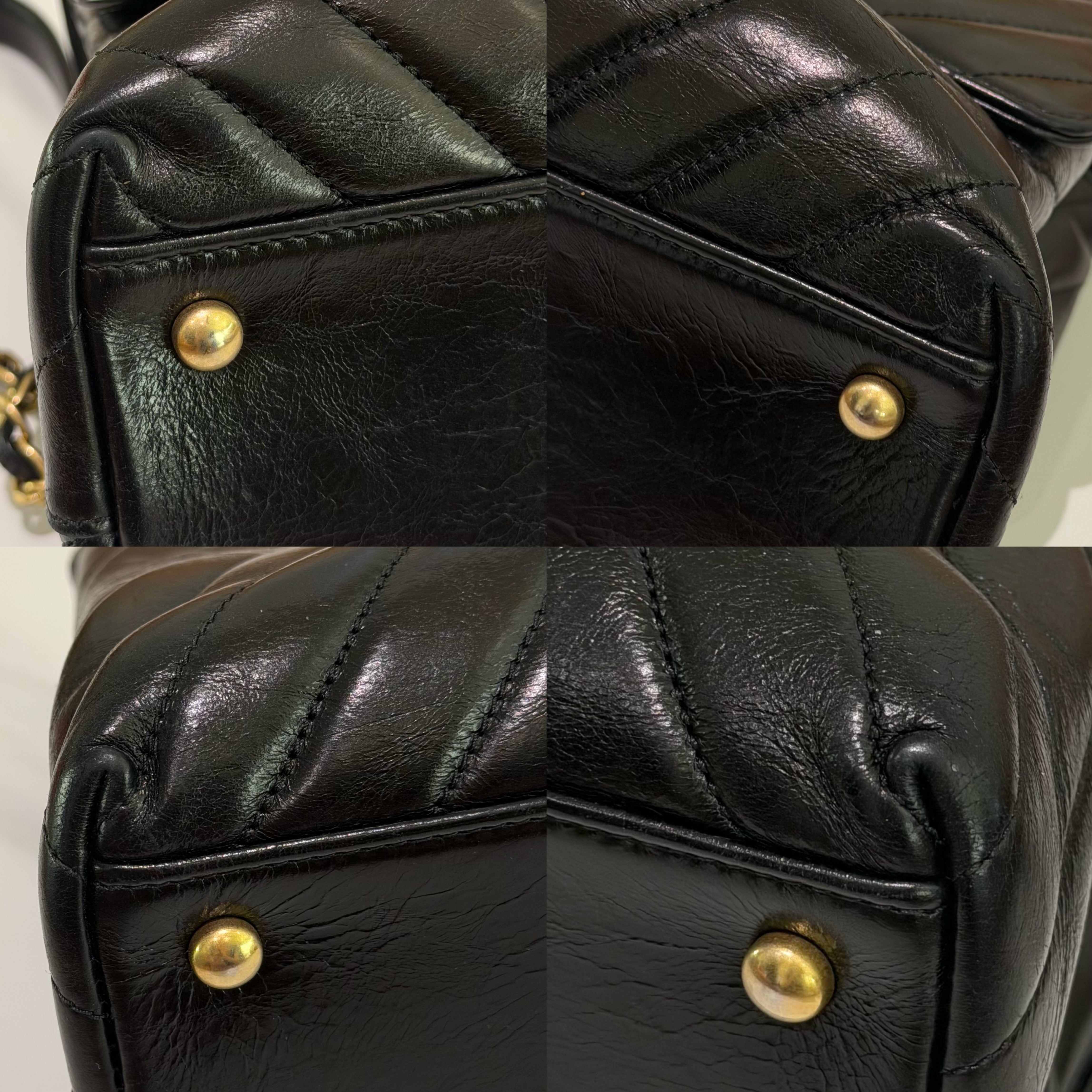 Chanel Coco Handle Medium Black Calfskin V-Quilted with Gold Hardware