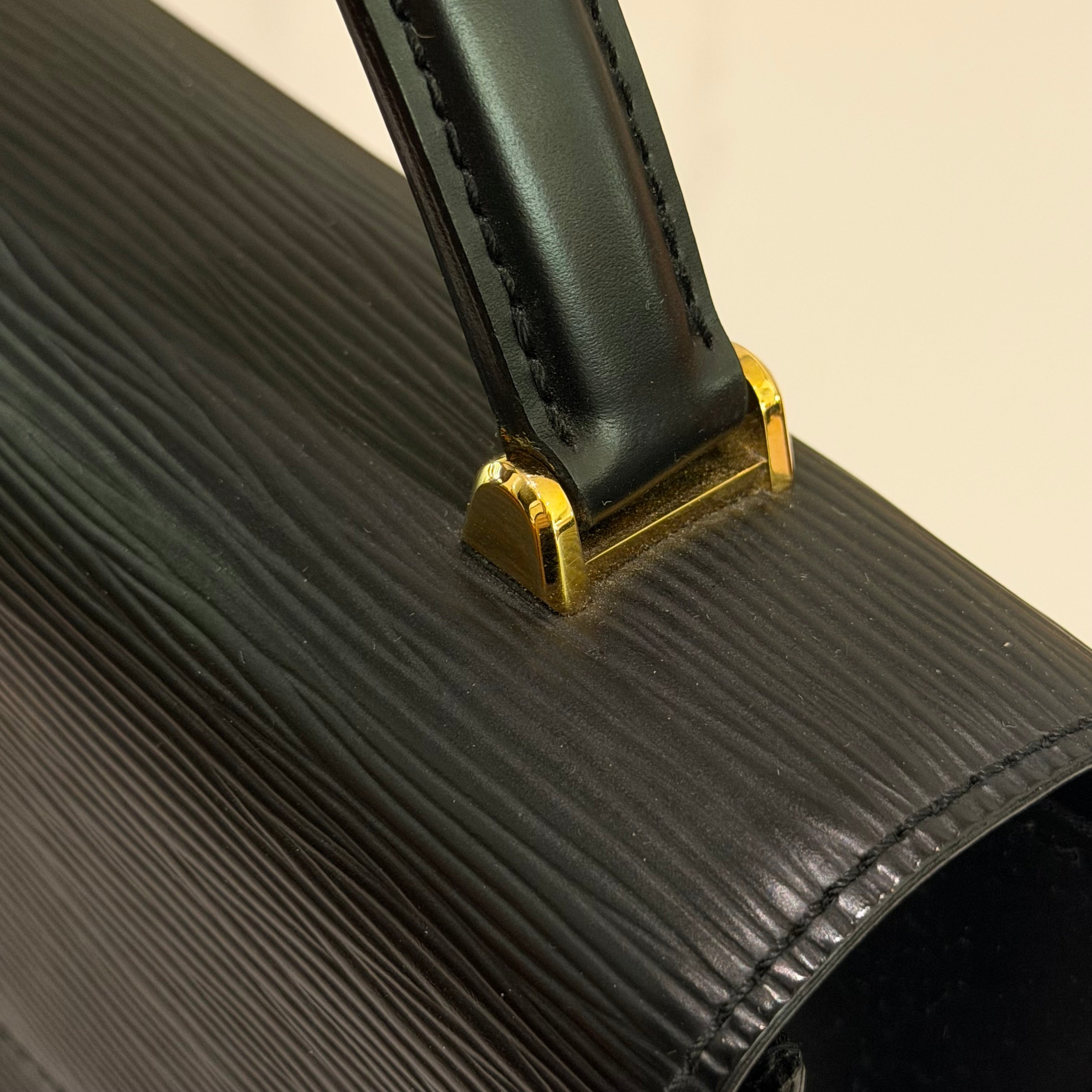 Louis Vuitton Epi Leather Black Top Handle Bag with Gold Hardware (Vintage)