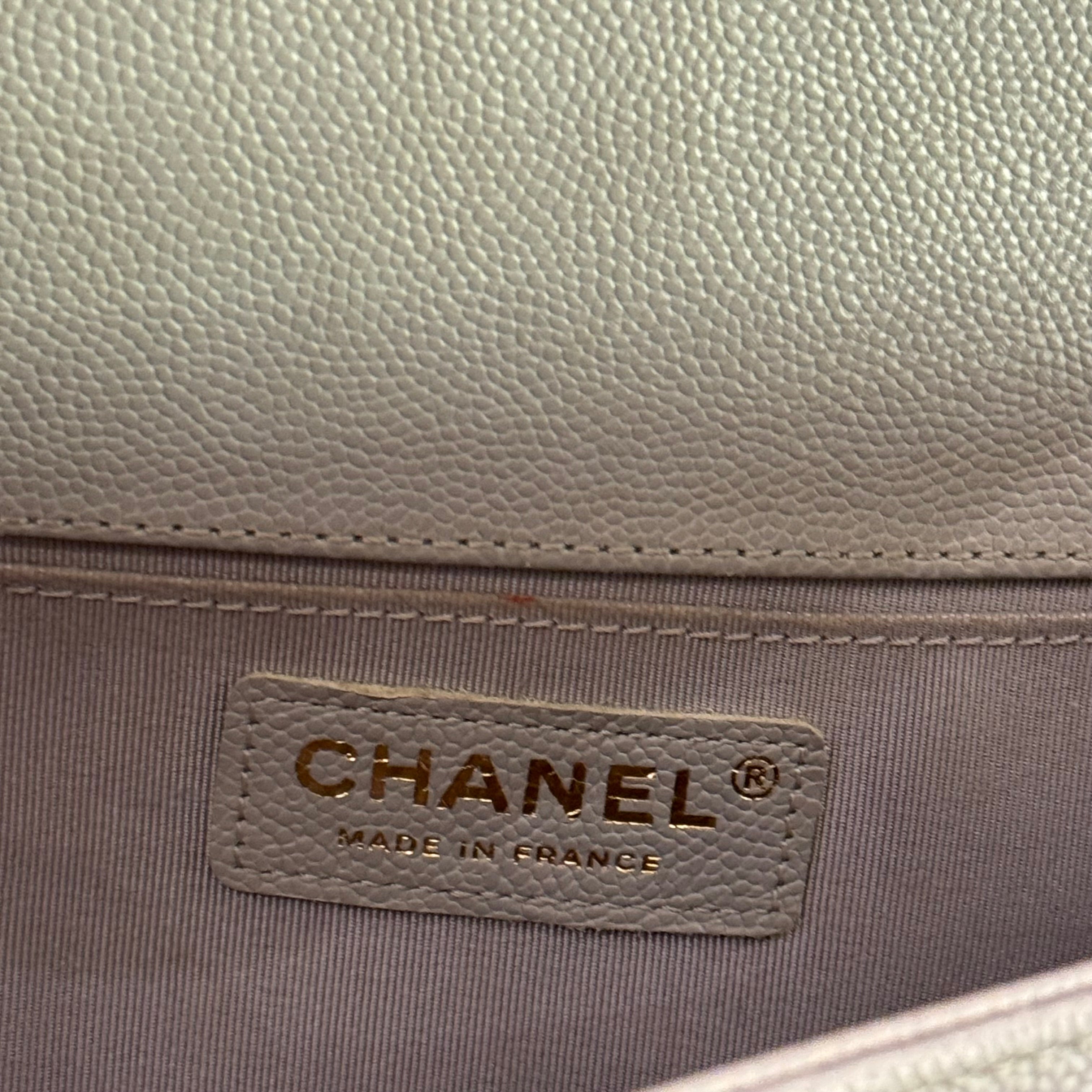 CHANEL LEBOY MEDIUM PEARL GREY WITH GOLD HARDWARE