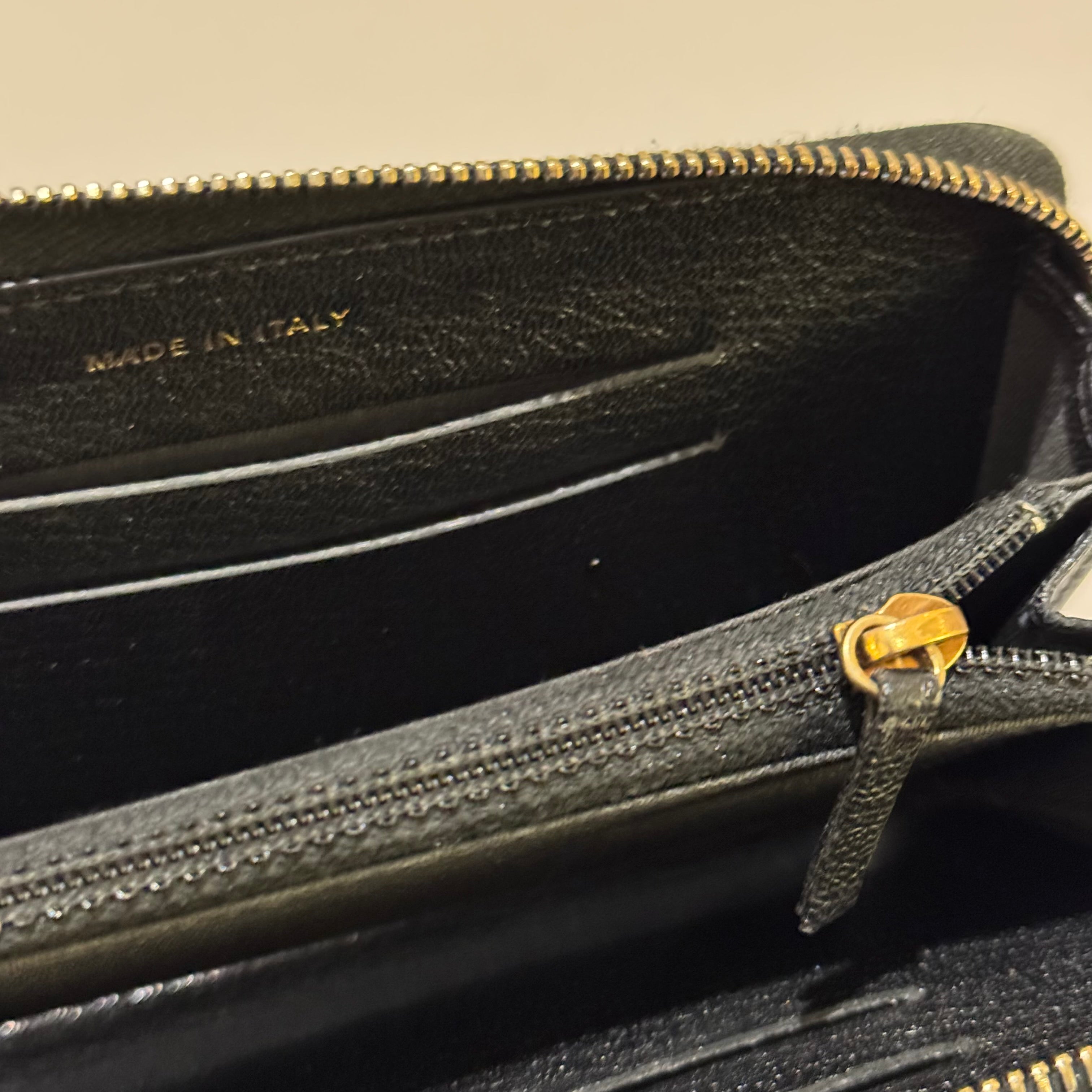 CHANEL MEDIUM ZIP WALLET BLACK WITH GOLD HARDWARE