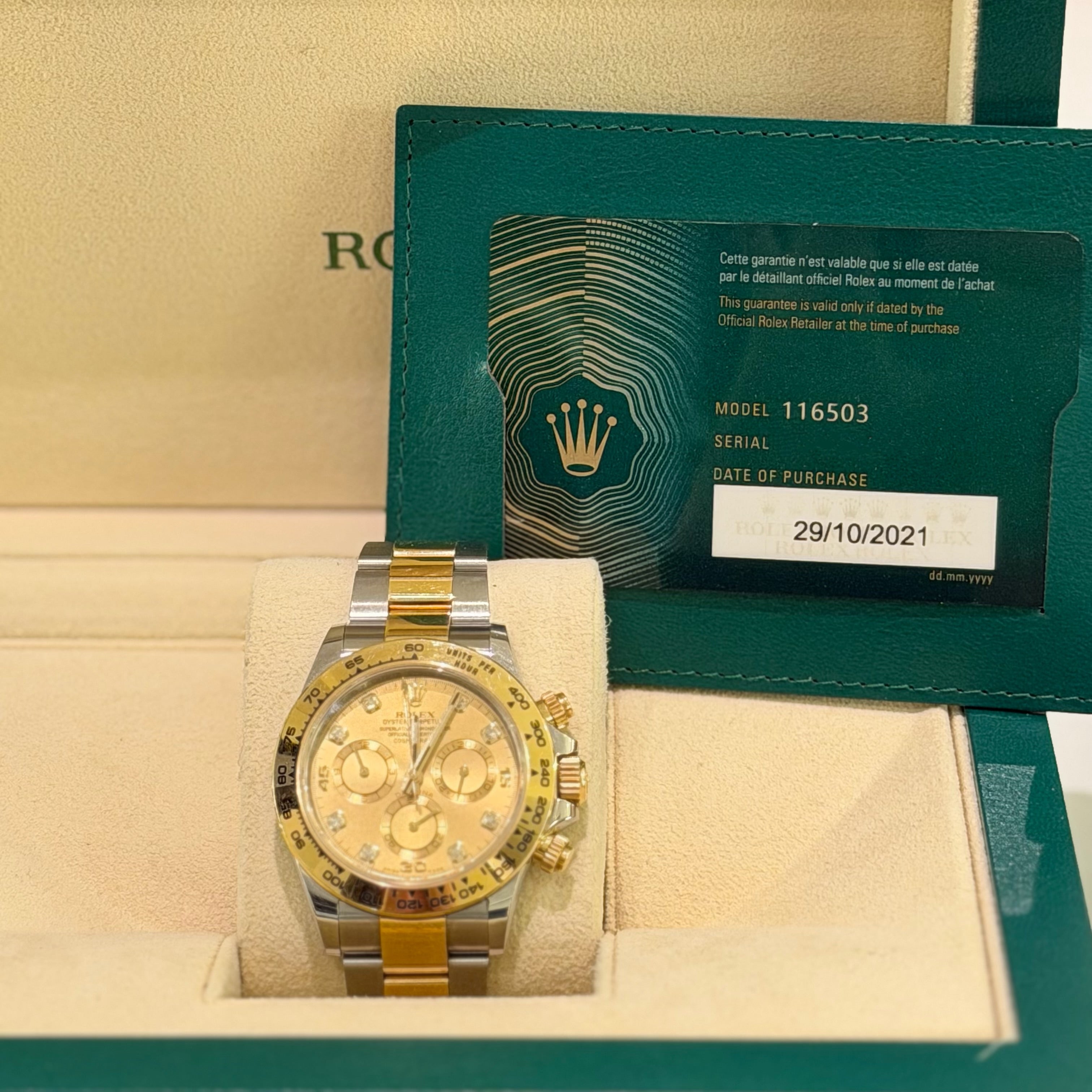 ROLEX OYSTER PERPETUAL COSMOGRAPH DAYTONA M116503 STEEL AND YELLOW GOLD WITH DIAMOND DIAL