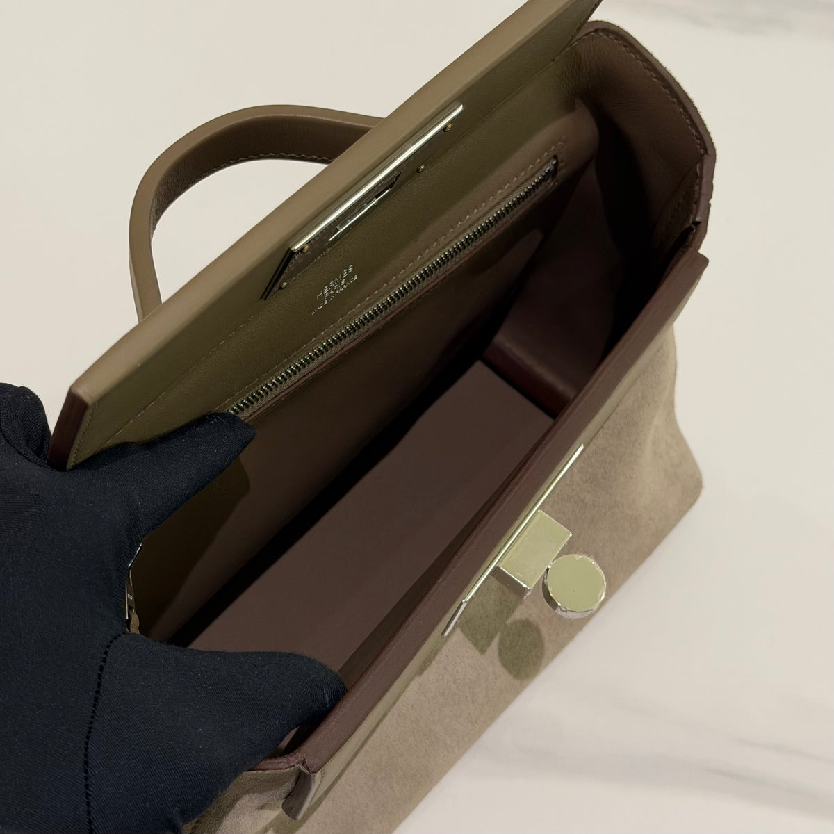 Hermes 24/24 Mini Etoupe Suede and Leather (Stamp K)