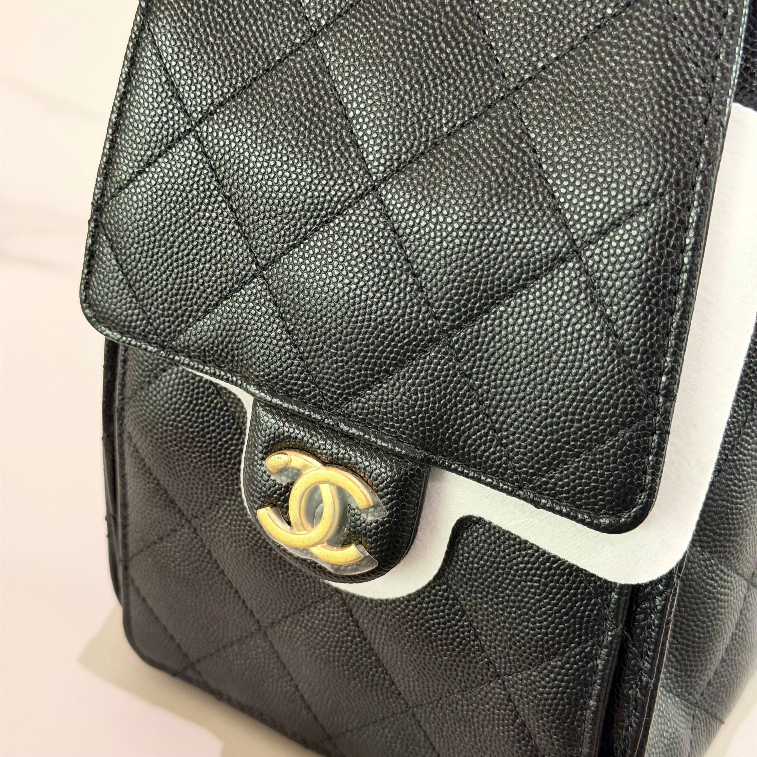 Chanel 25 Hobo Small Black Caviar Leather with Gold Hardware (Chip Model)