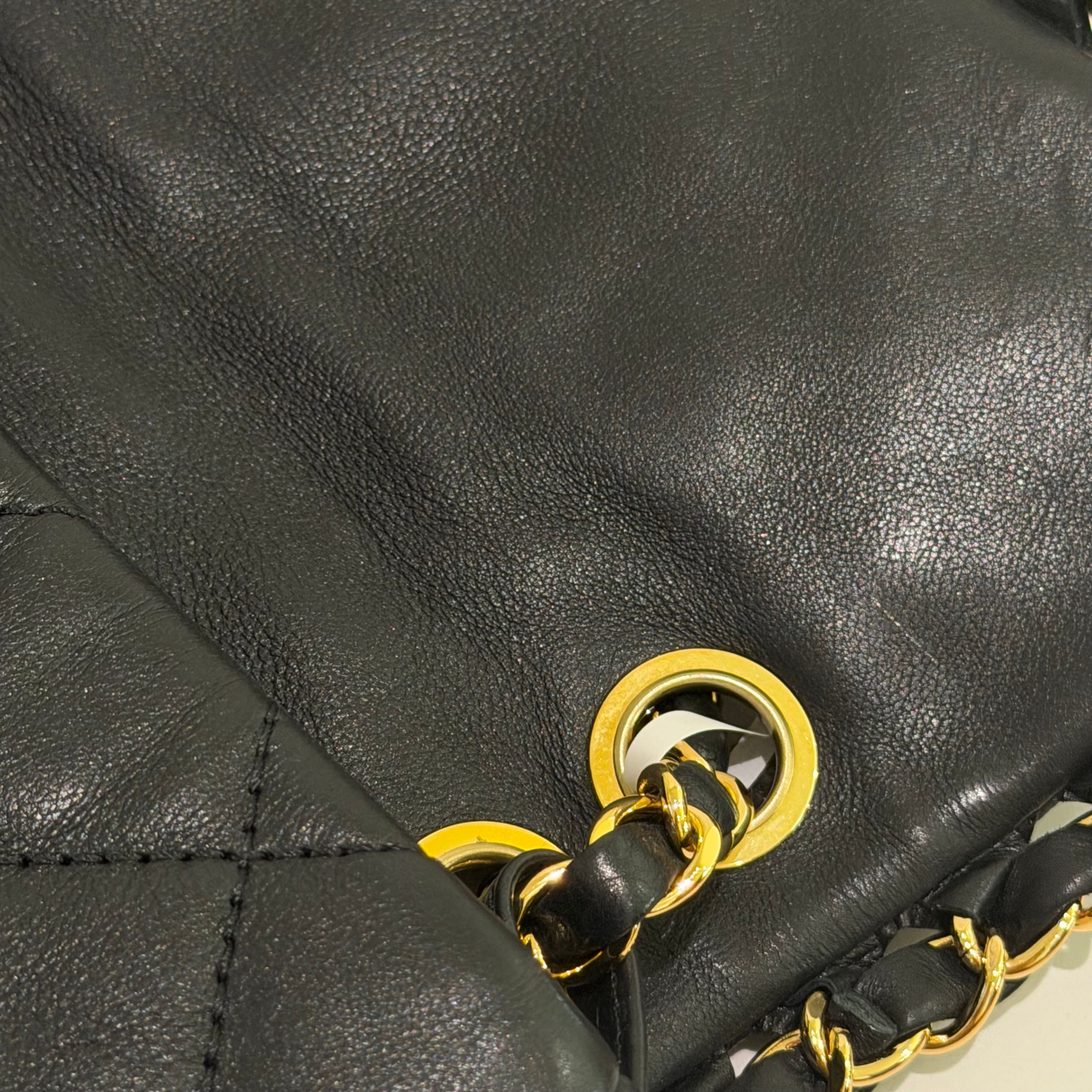 CHANEL CF Black Lambskin Shoulder Bag with Gold Trim