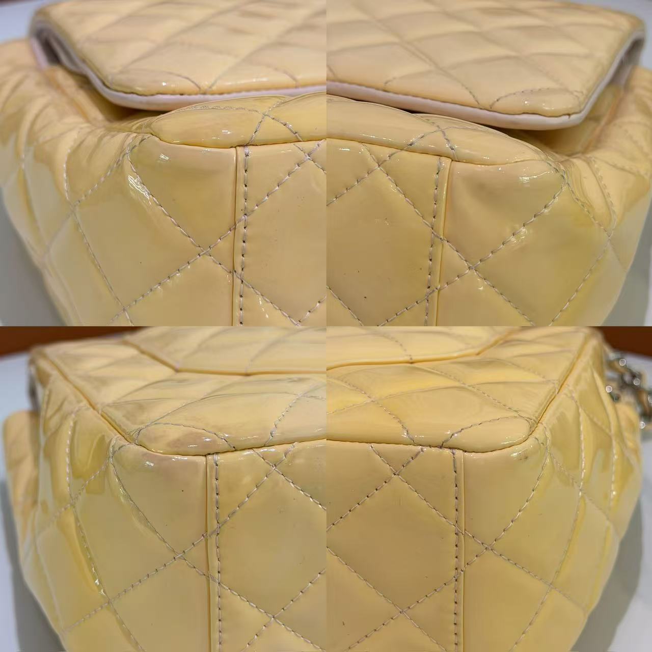 Chanel Classic Flap Maxi Patent Leather Lemon Cream Yellow