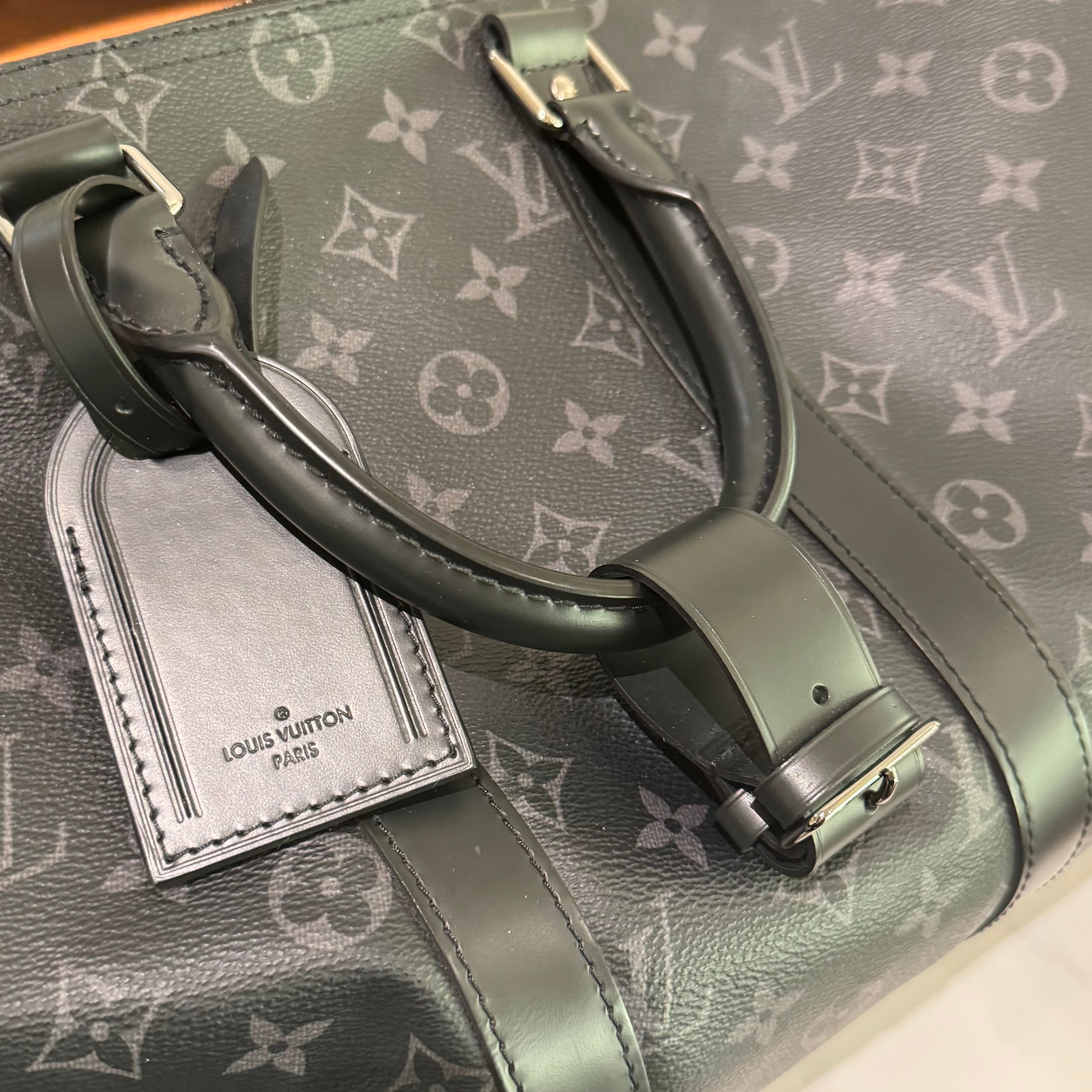 LOUIS VUITTON KEEPALL 45 MONOGRAM MACASSAR BLACK CANVAS