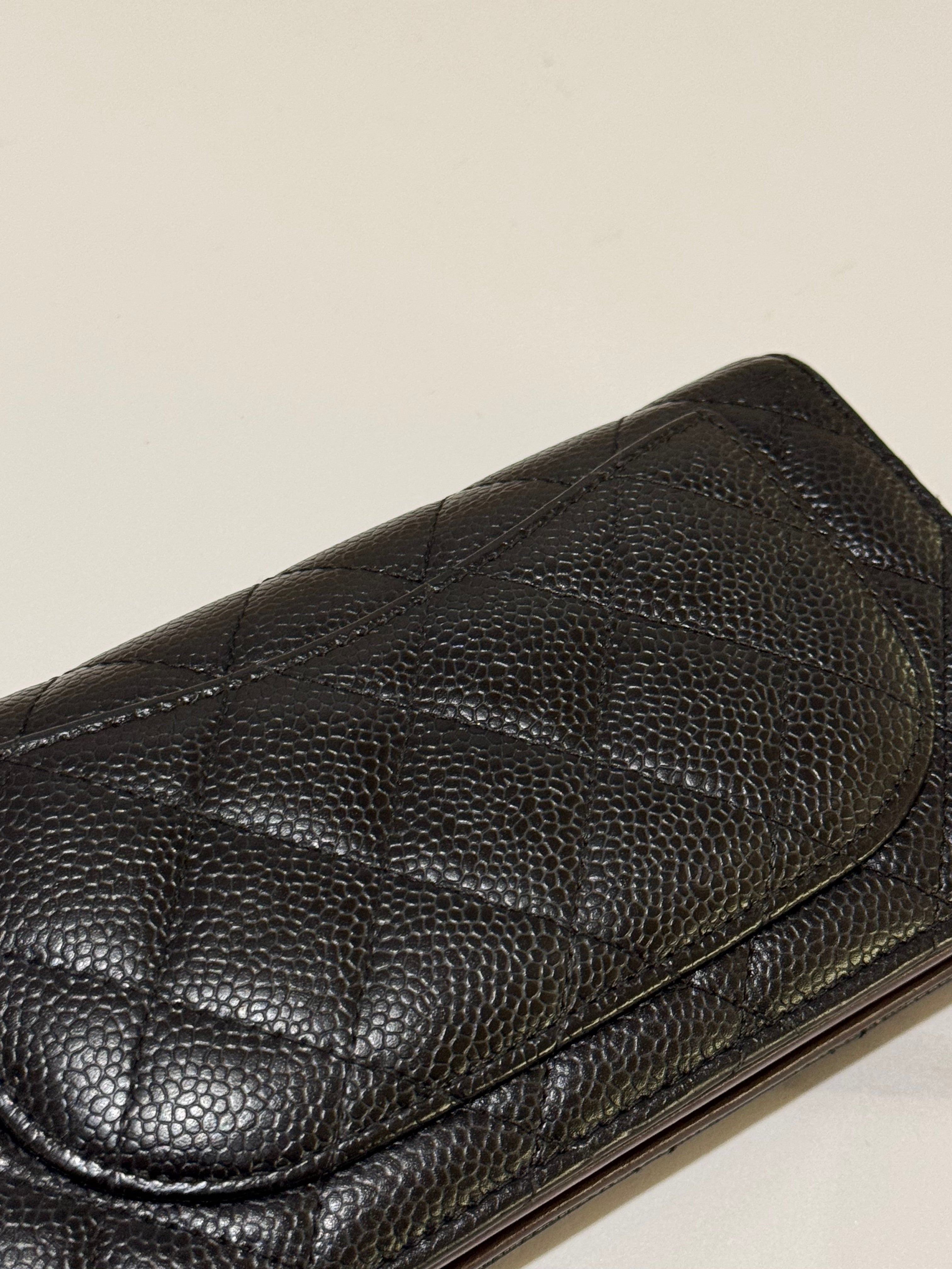 CHANEL LONG WALLET CAVIAR LEATHER FOLDING WALLET