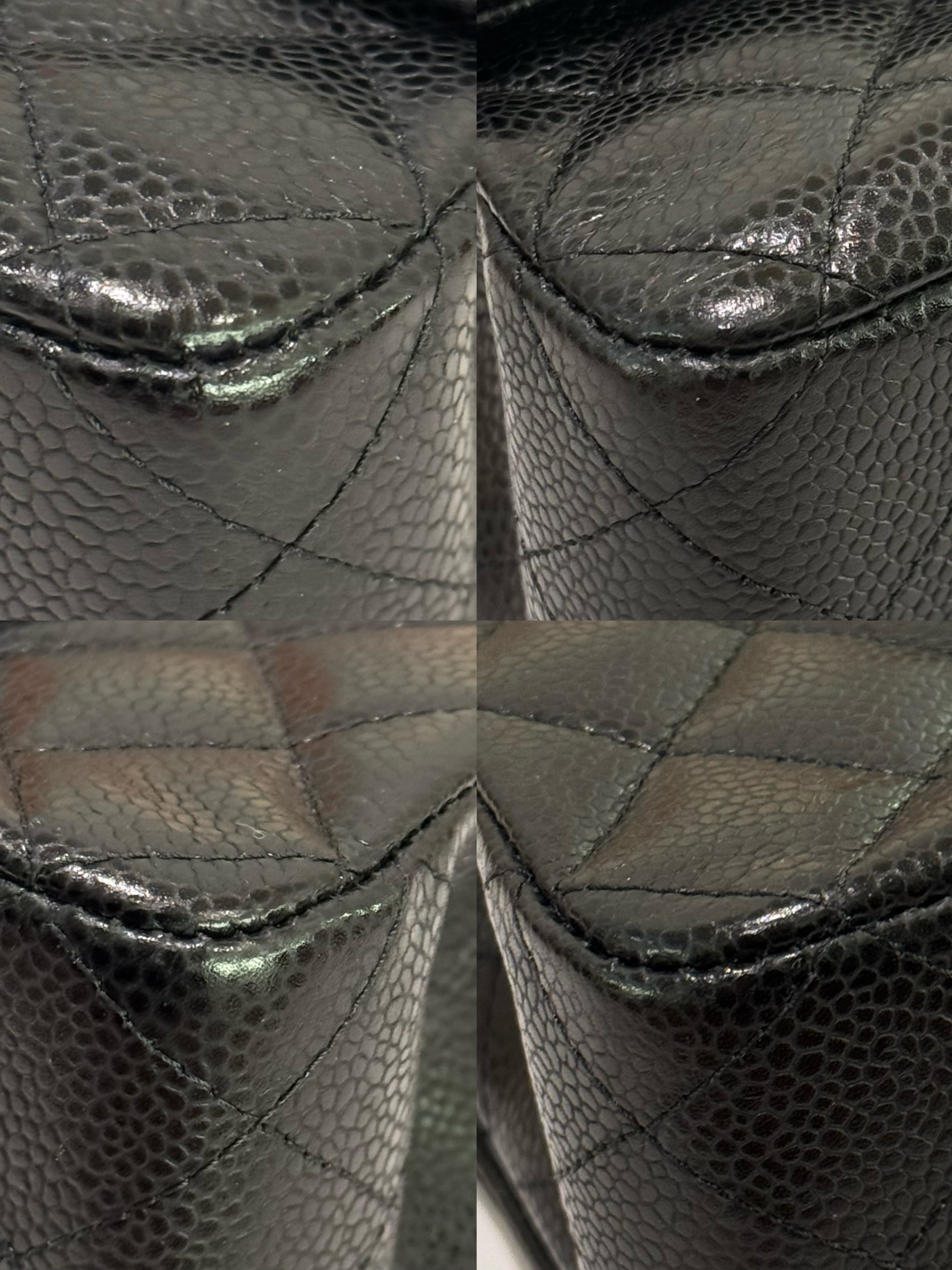 CHANEL CF MEDIUM BLACK CAVIAR LEATHER WITH SILVER HARDWAR