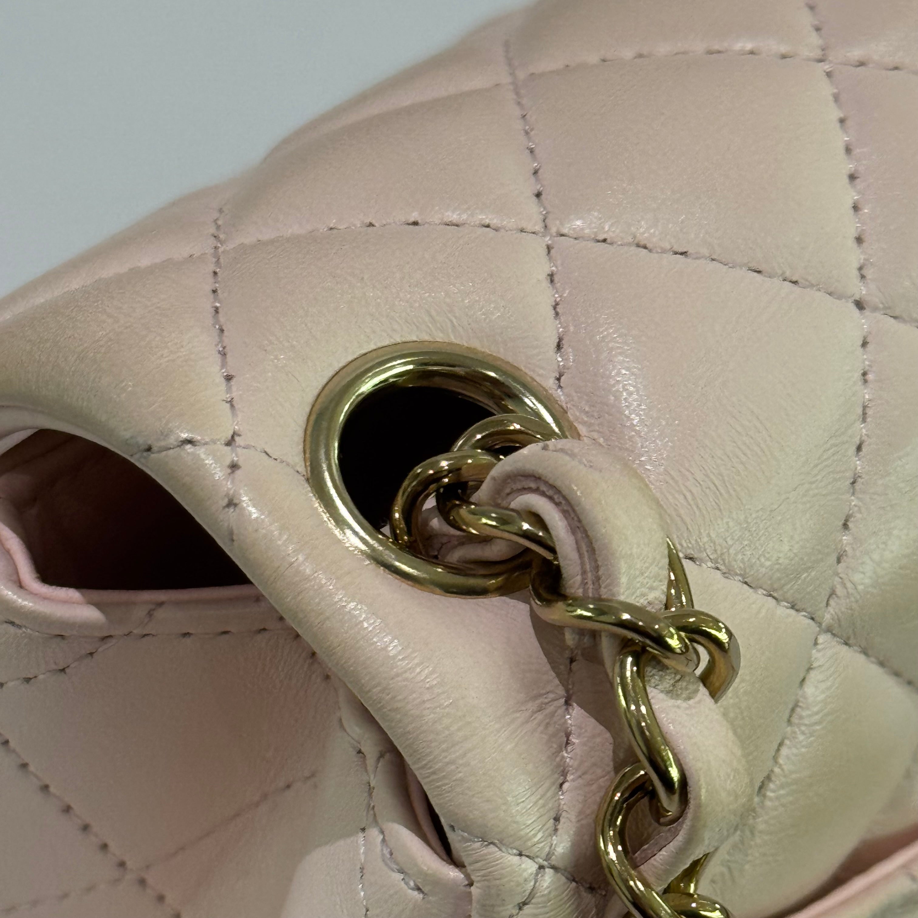 CHANEL CF MINI PINK LAMBSKIN RECTANGLE FLAP BAG WITH MICROCHIP