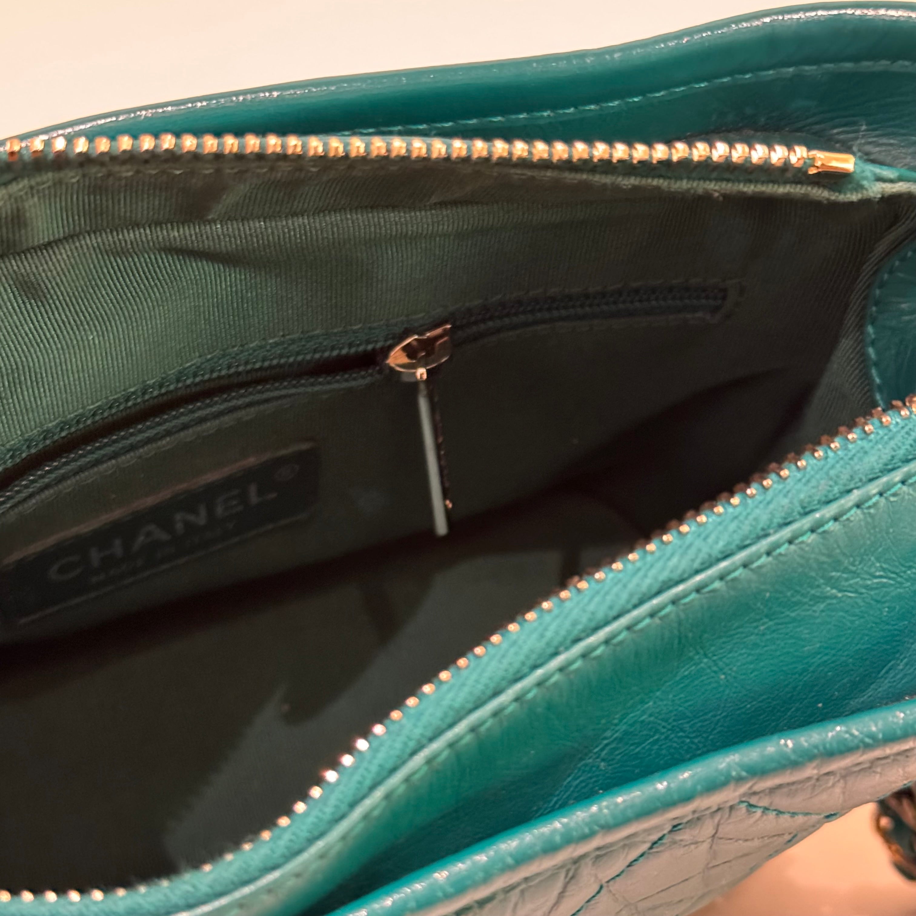 CHANEL SMALL DARK GREEN GABRIELLE HOBO BAG